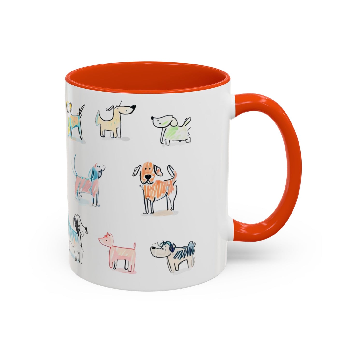 Colorful Doodle Dog-Themed Mugs, Cute Animal Mug, Pet Lover Gift, Coffee Cup, Dog Parent Present