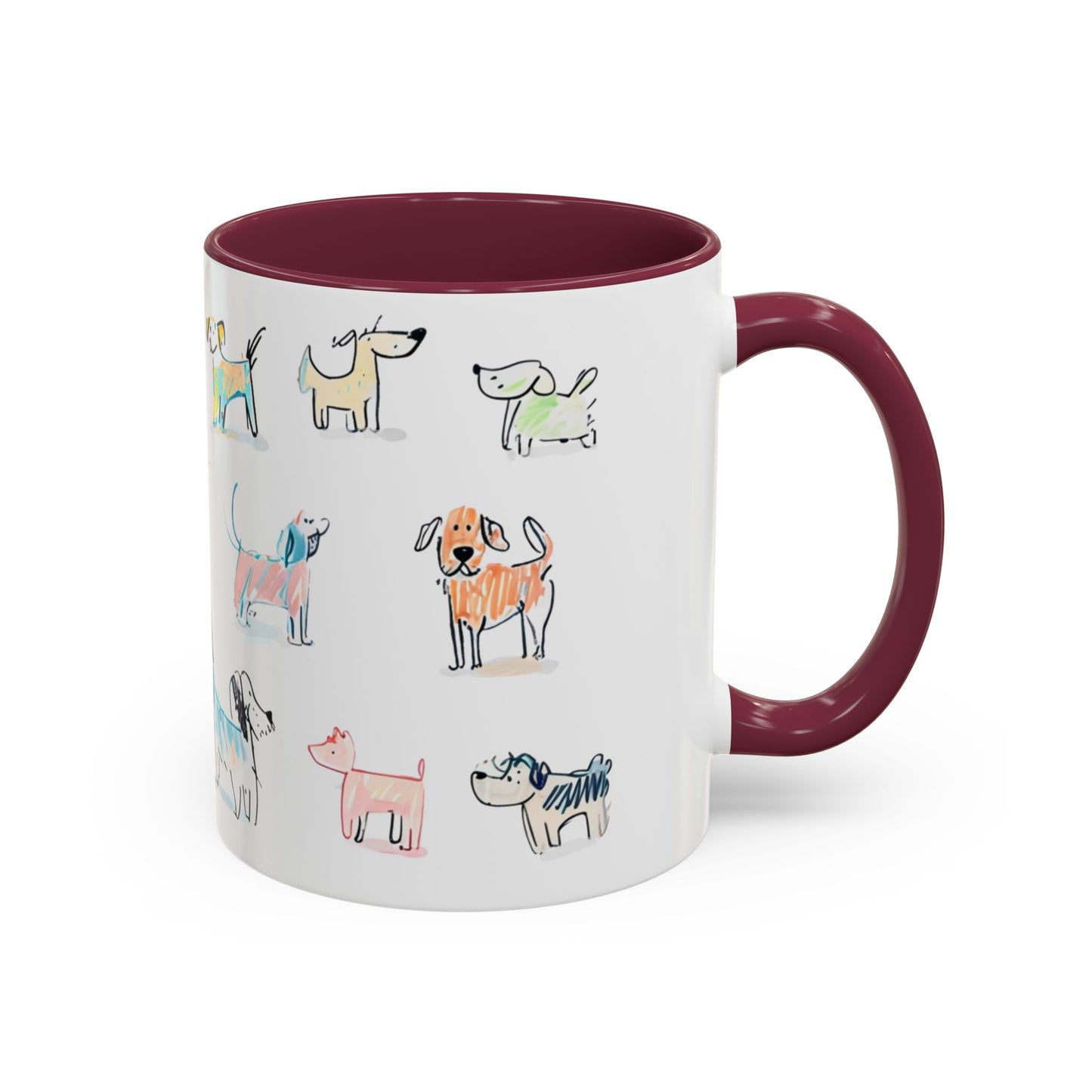 Colorful Doodle Dog-Themed Mugs, Cute Animal Mug, Pet Lover Gift, Coffee Cup, Dog Parent Present
