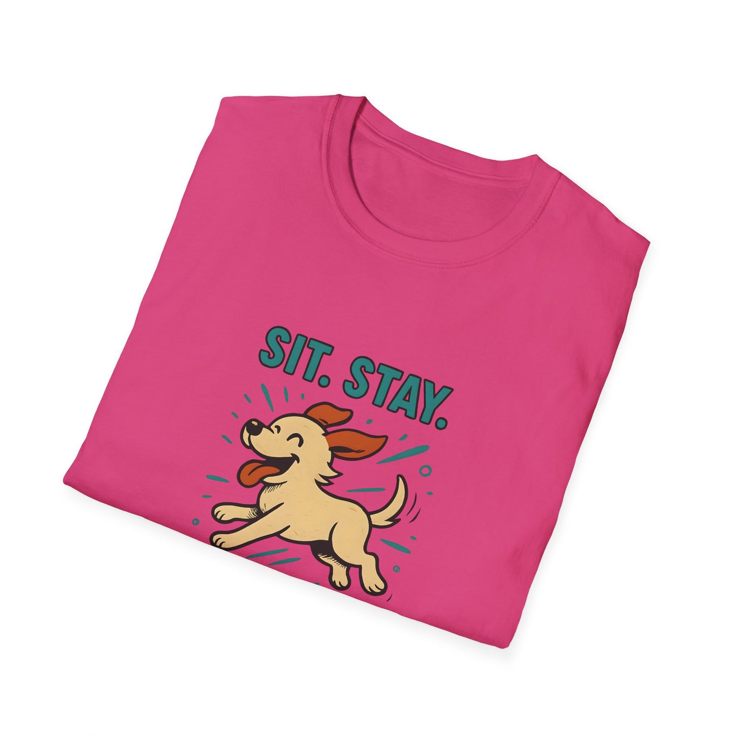 Sit. Stay. Zoom Green and Tan Design. Unisex Softstyle T-Shirt
