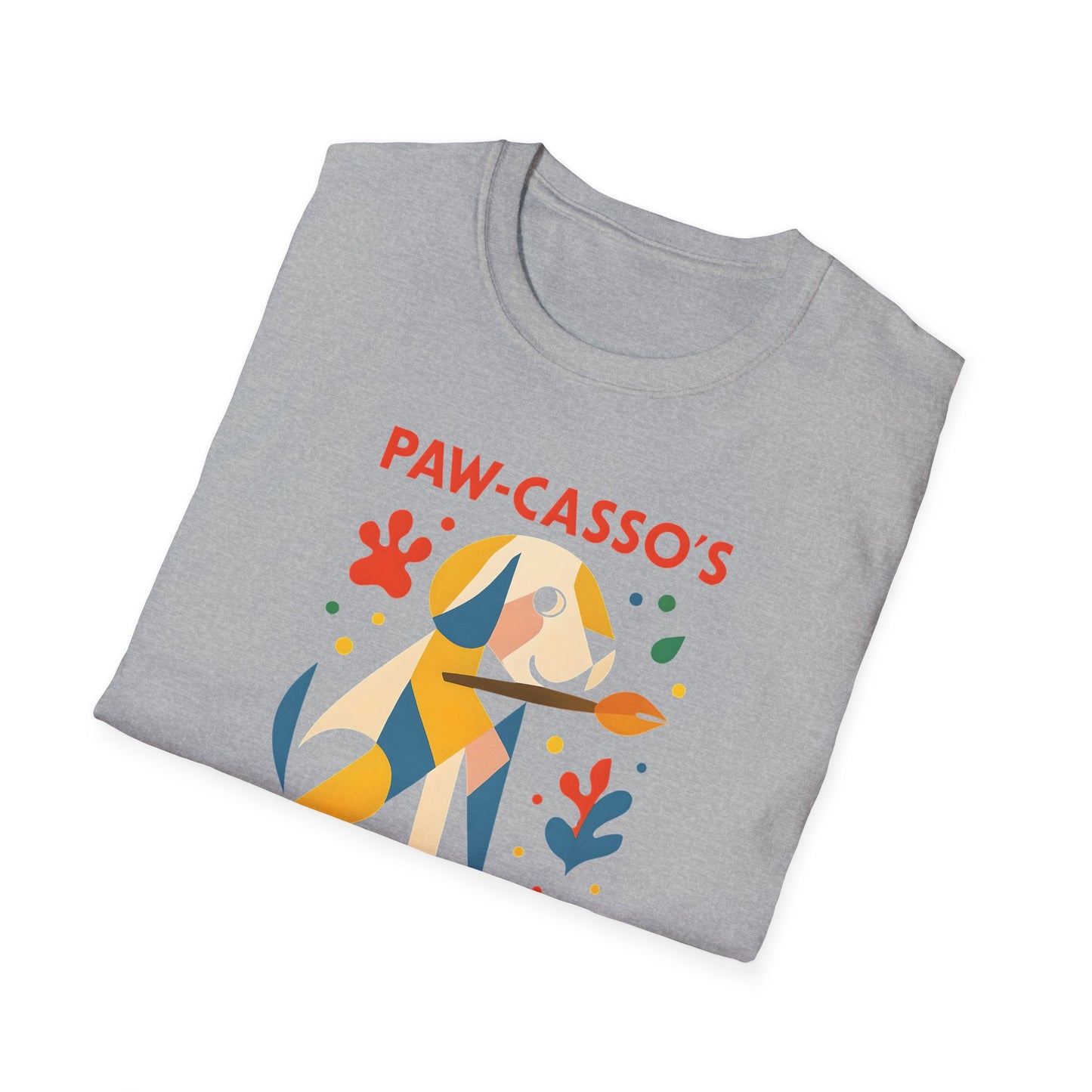 Whimsical Dog Art Unisex Softstyle T-Shirt, Pet Lover's Gift, Casual Wear, Art Enthusiast Apparel, Dog-themed Tee, Unique Birthday Gift