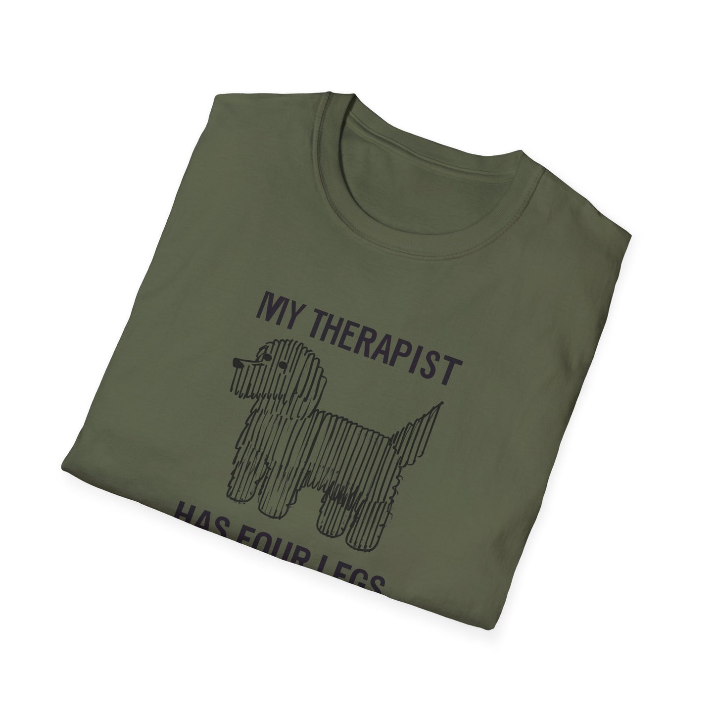 My Therapist Has Four Legs, Dog Therapist T-Shirt for Pet Lovers, Unisex Softstyle Tee, Funny Dog Lover Gift, Pet Owner Apparel