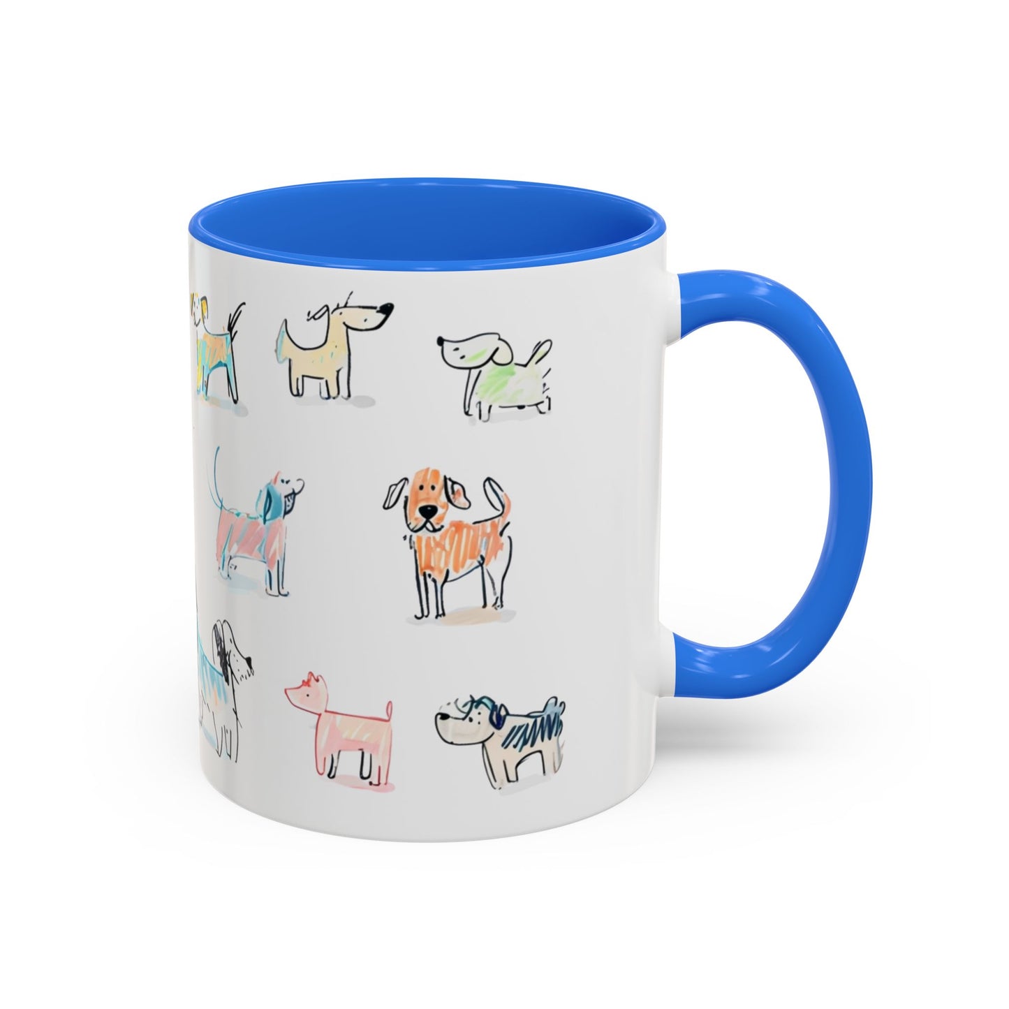 Colorful Doodle Dog-Themed Mugs, Cute Animal Mug, Pet Lover Gift, Coffee Cup, Dog Parent Present