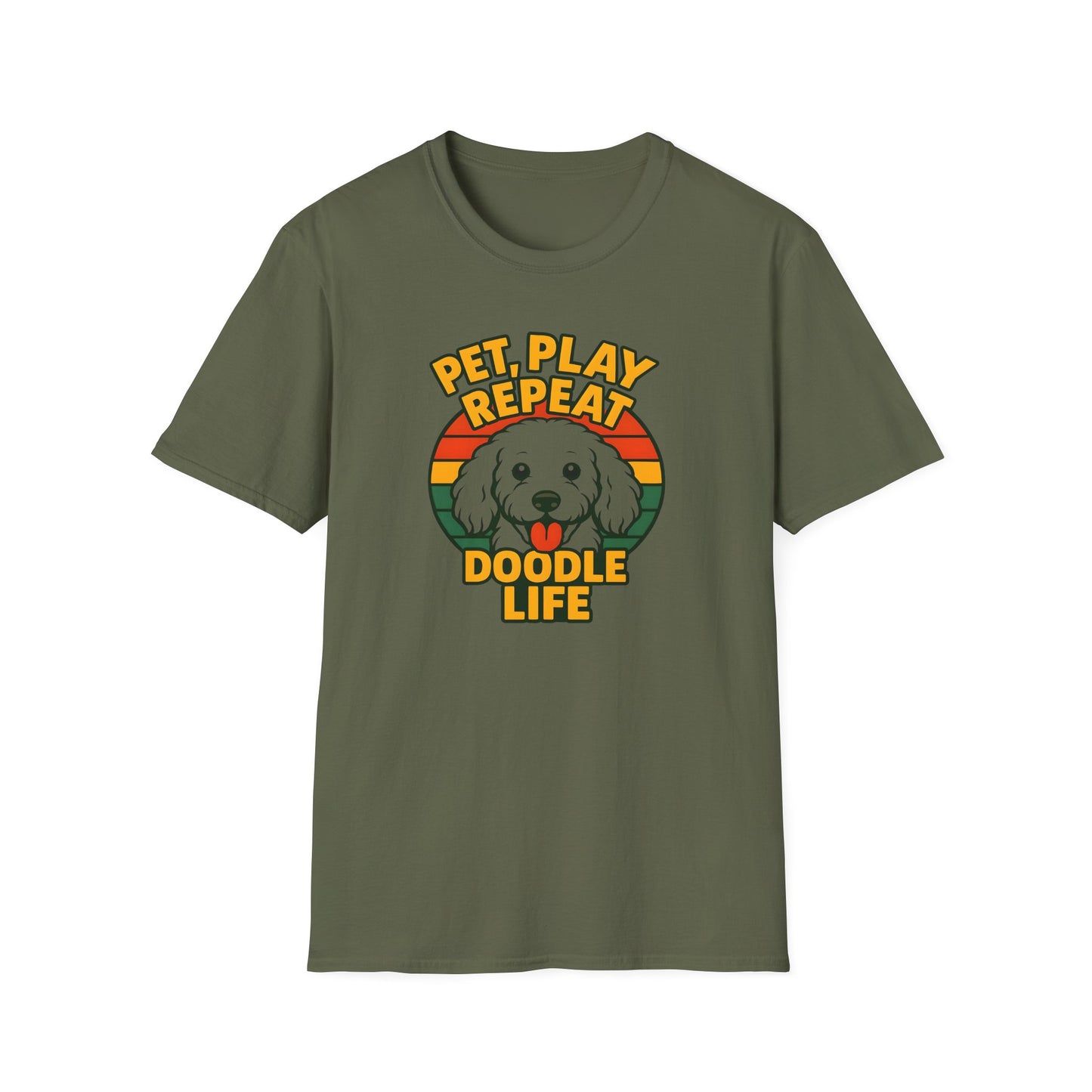 Pet. Play. Repeat. Doodle Life Pet Lover T-Shirt, Cute Dog Shirt, Pet Play Repeat Tee, Gift for Dog Owners, Animal Lover Apparel