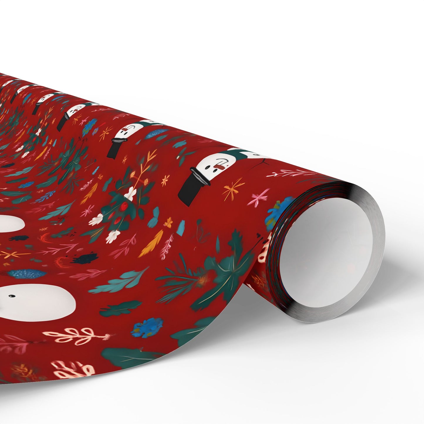 Festive Christmas Wrapping Paper with Snowman Art