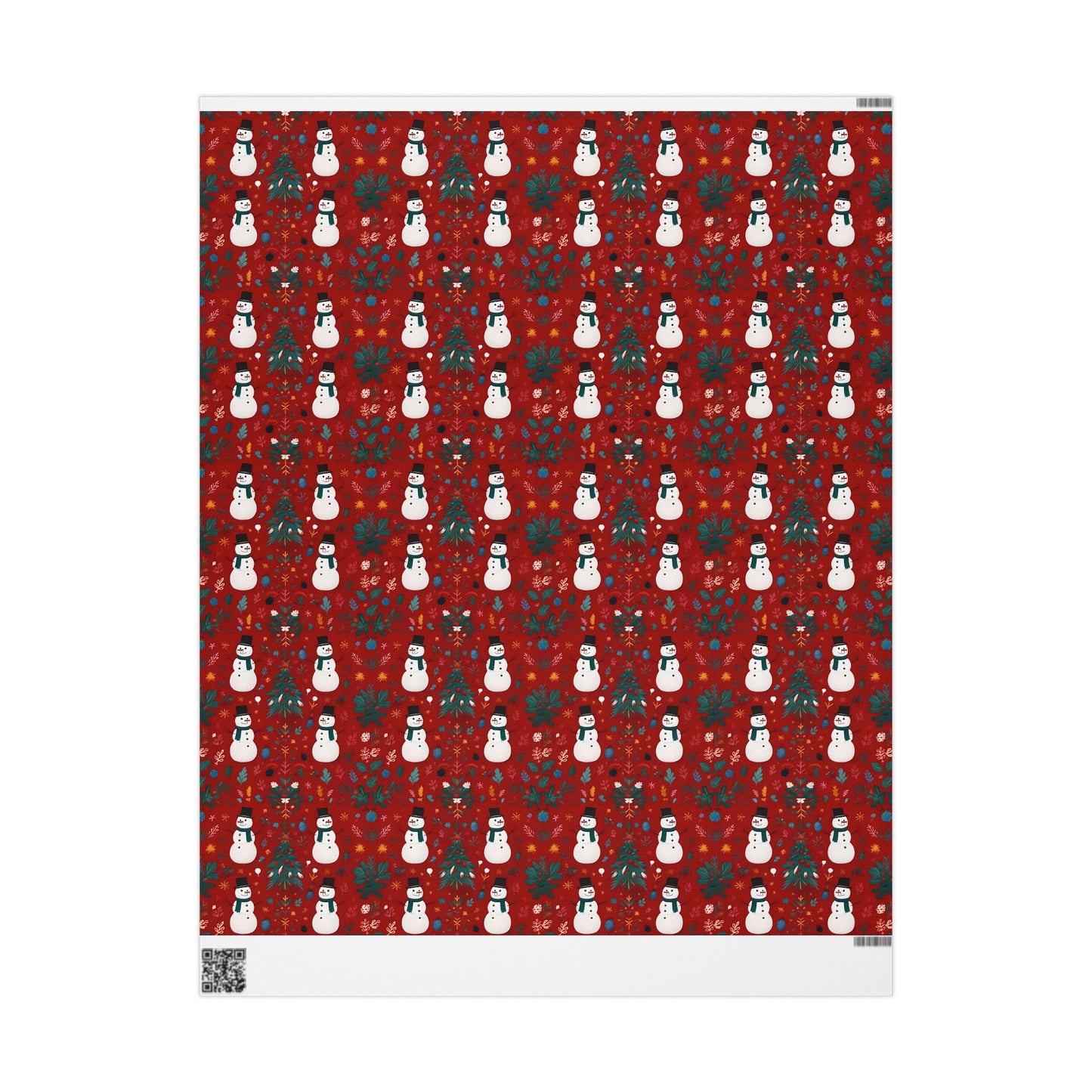 Festive Christmas Wrapping Paper with Snowman Art