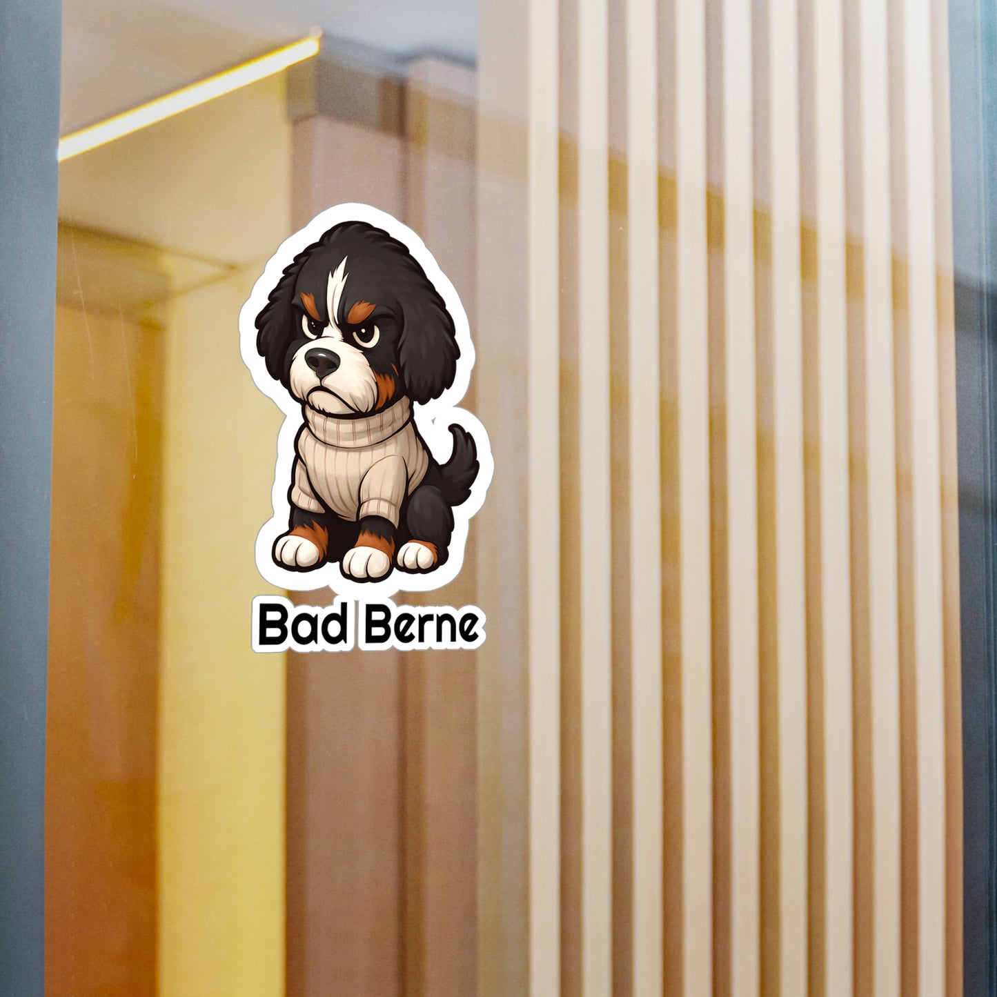 Bad Berne - Bernedoodle Sticker, Cute Dog Kiss-Cut Vinyl Decals | Pet Lover Stickers, Laptop Decals, Gift for Dog Owners