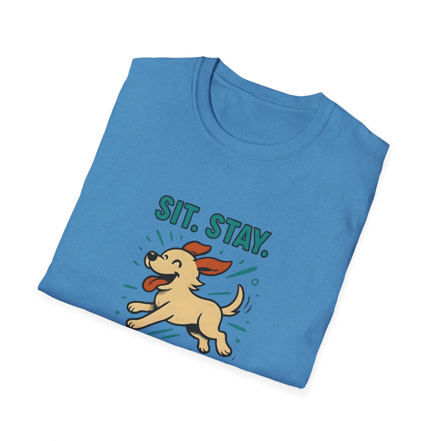 Sit. Stay. Zoom Green and Tan Design. Unisex Softstyle T-Shirt