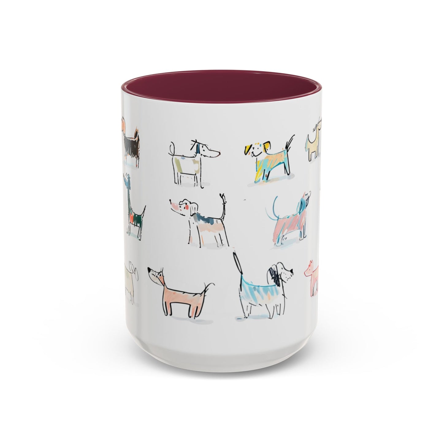 Colorful Doodle Dog-Themed Mugs, Cute Animal Mug, Pet Lover Gift, Coffee Cup, Dog Parent Present