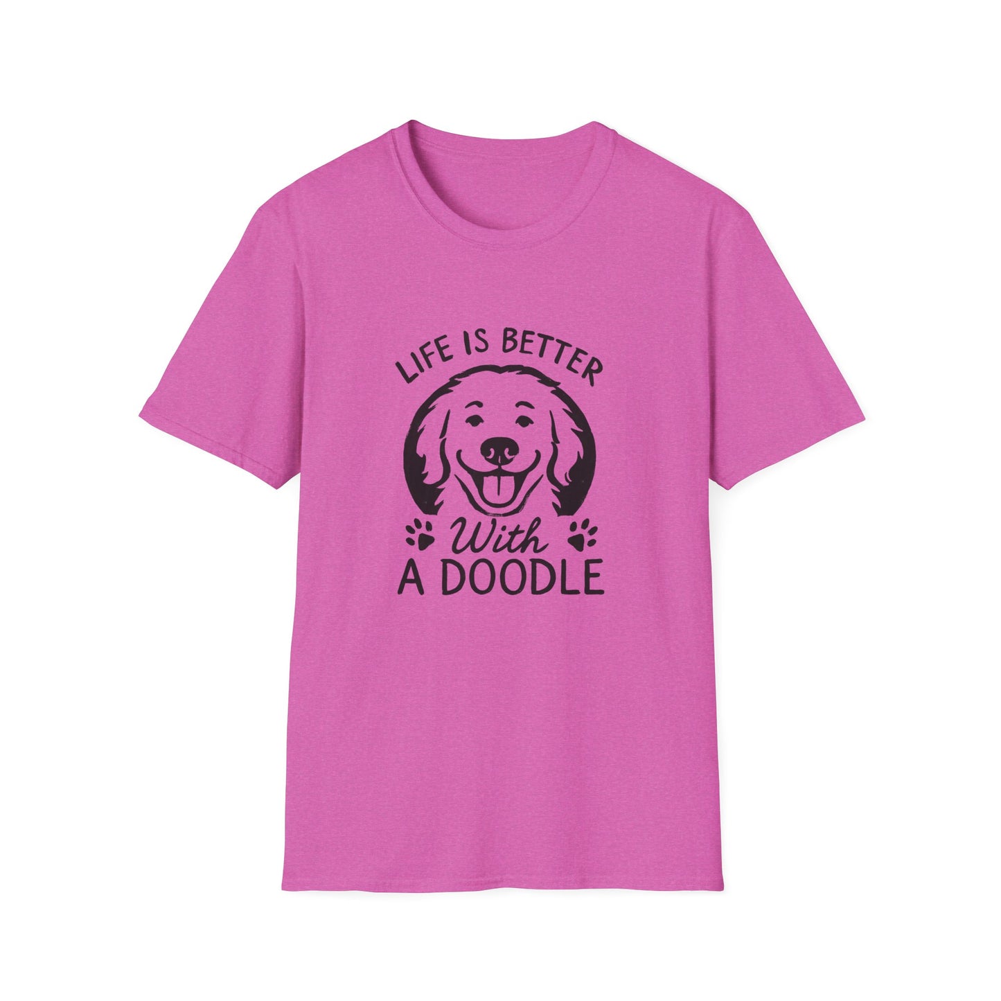 Unisex Softstyle T-Shirt, Life is Better with a Doodle, Funny Dog Shirt, Goldendoodle Tee