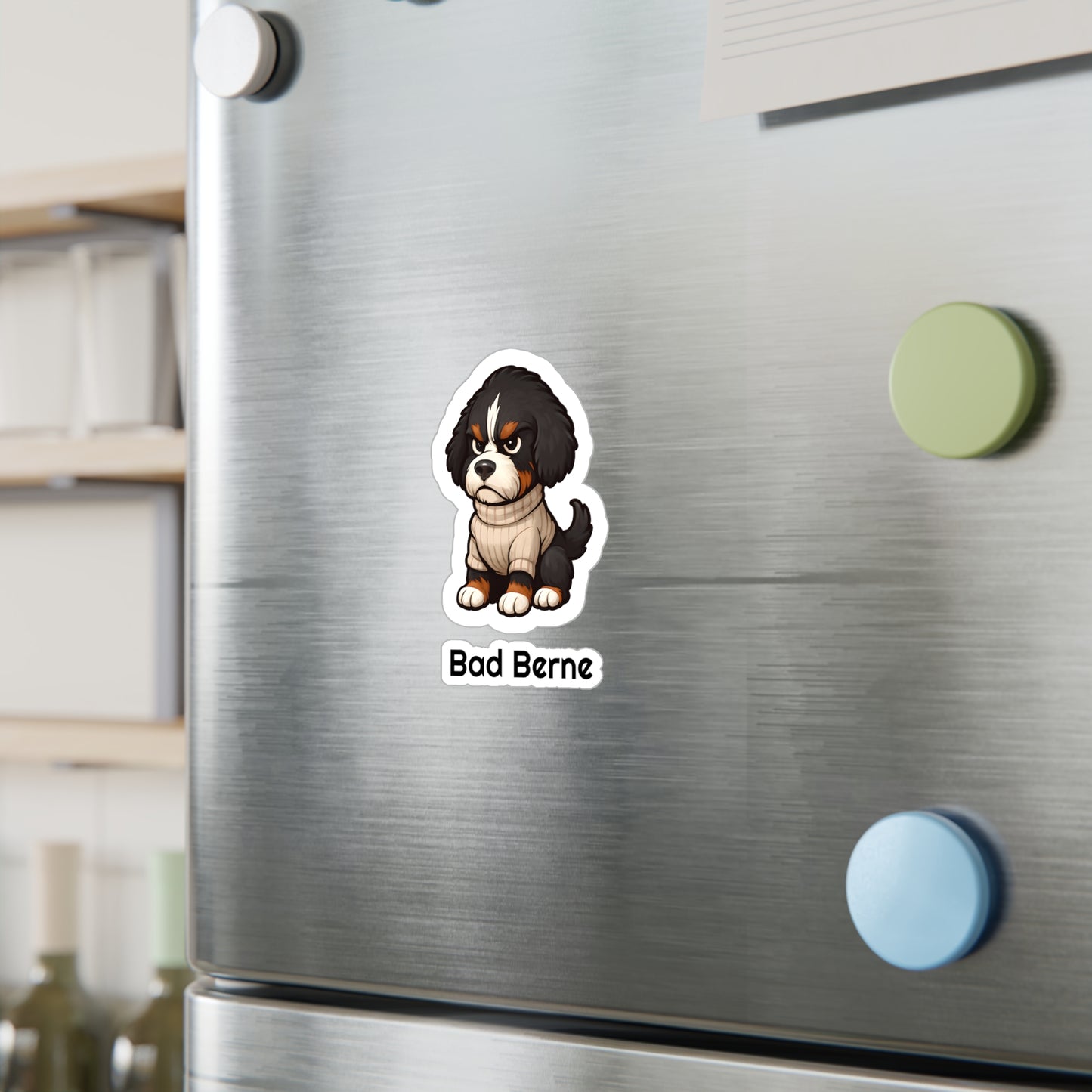 Bad Berne - Bernedoodle Sticker, Cute Dog Kiss-Cut Vinyl Decals | Pet Lover Stickers, Laptop Decals, Gift for Dog Owners