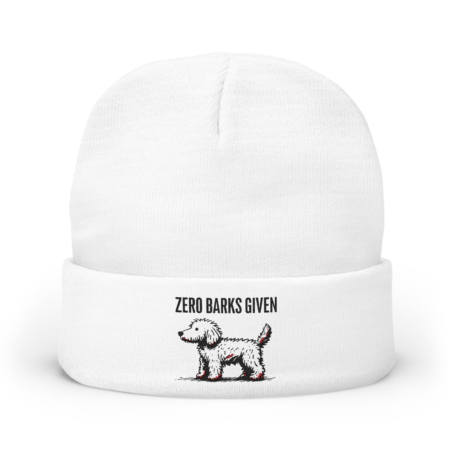 Funny Dog Lover's Knit Beanie, Zero Barks Given, Cozy - Embroidered Beanie