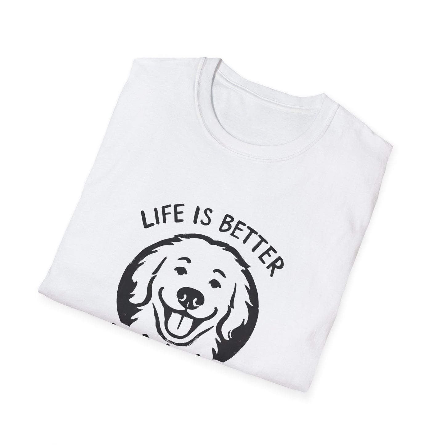 Unisex Softstyle T-Shirt, Life is Better with a Doodle, Funny Dog Shirt, Goldendoodle Tee