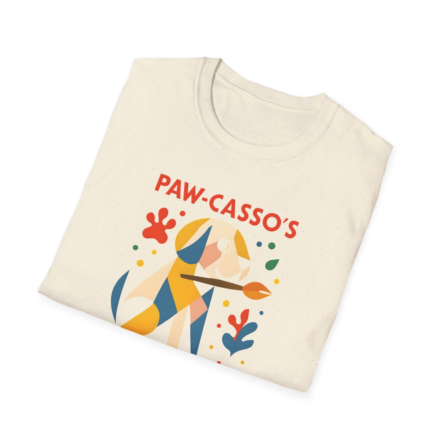 Whimsical Dog Art Unisex Softstyle T-Shirt, Pet Lover's Gift, Casual Wear, Art Enthusiast Apparel, Dog-themed Tee, Unique Birthday Gift