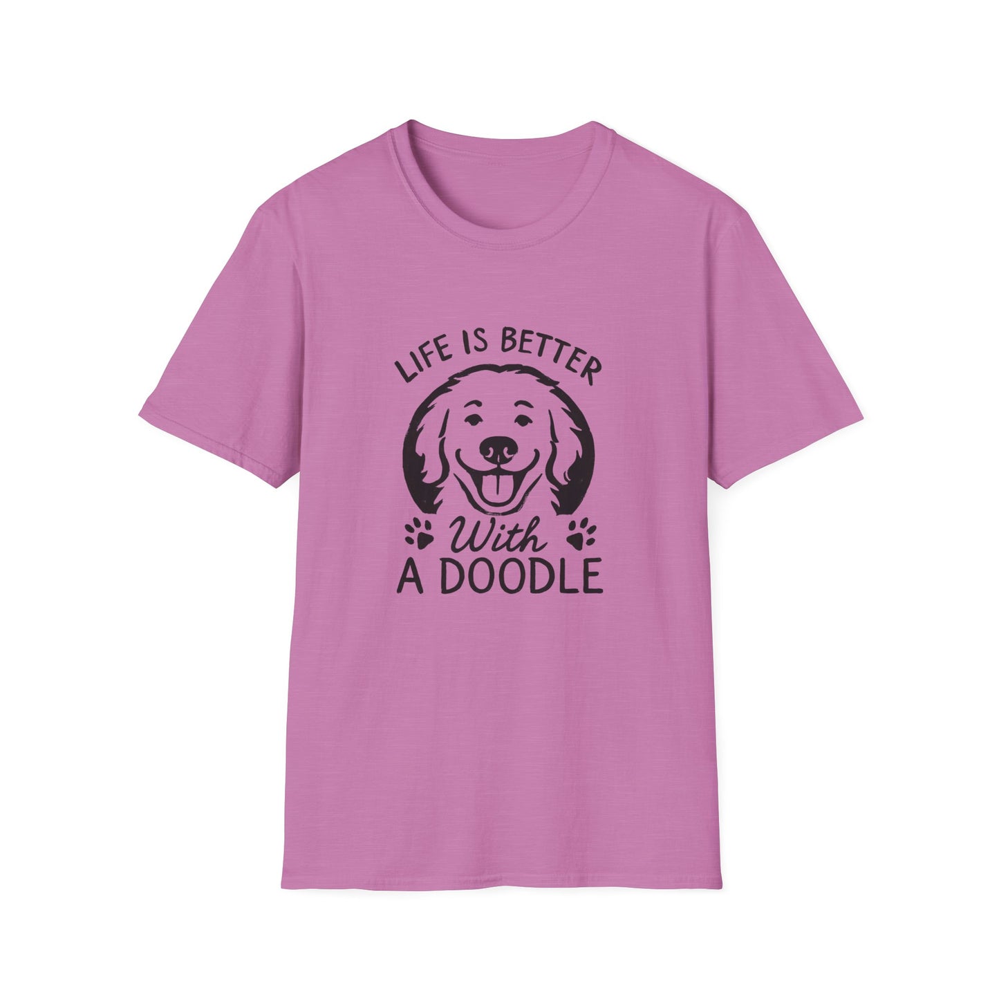 Unisex Softstyle T-Shirt, Life is Better with a Doodle, Funny Dog Shirt, Goldendoodle Tee