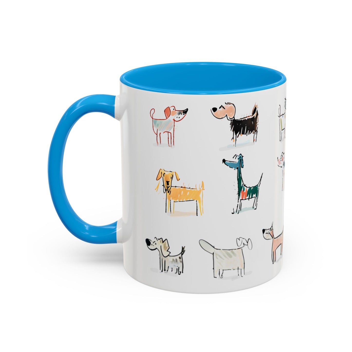 Colorful Doodle Dog-Themed Mugs, Cute Animal Mug, Pet Lover Gift, Coffee Cup, Dog Parent Present