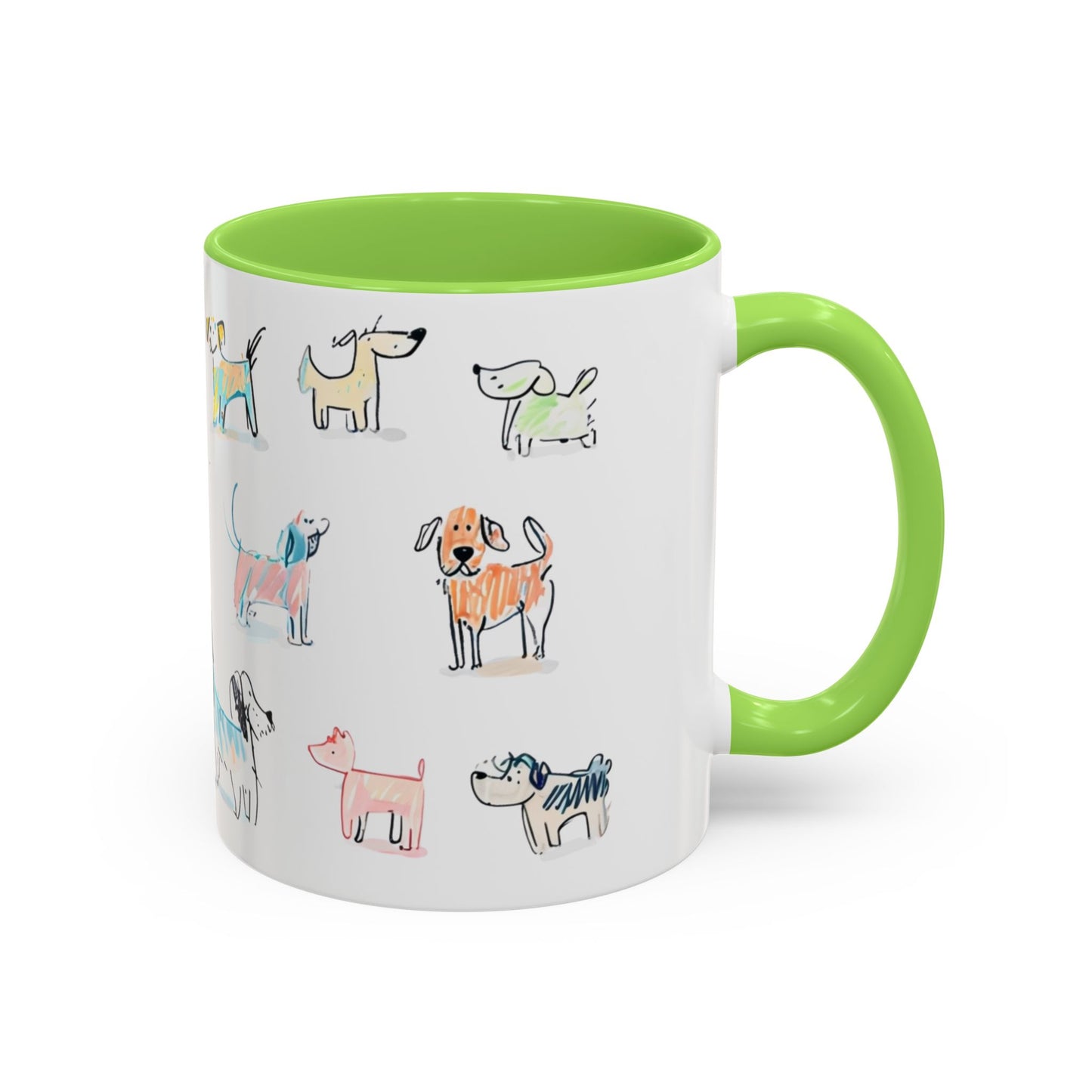 Colorful Doodle Dog-Themed Mugs, Cute Animal Mug, Pet Lover Gift, Coffee Cup, Dog Parent Present