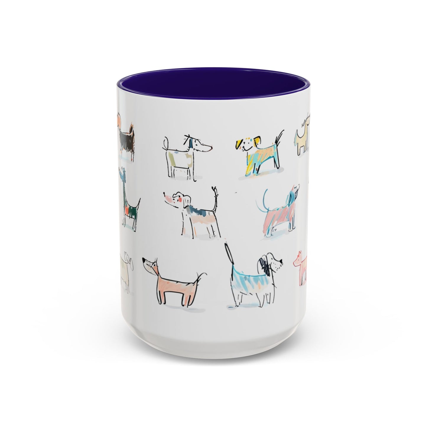 Colorful Doodle Dog-Themed Mugs, Cute Animal Mug, Pet Lover Gift, Coffee Cup, Dog Parent Present