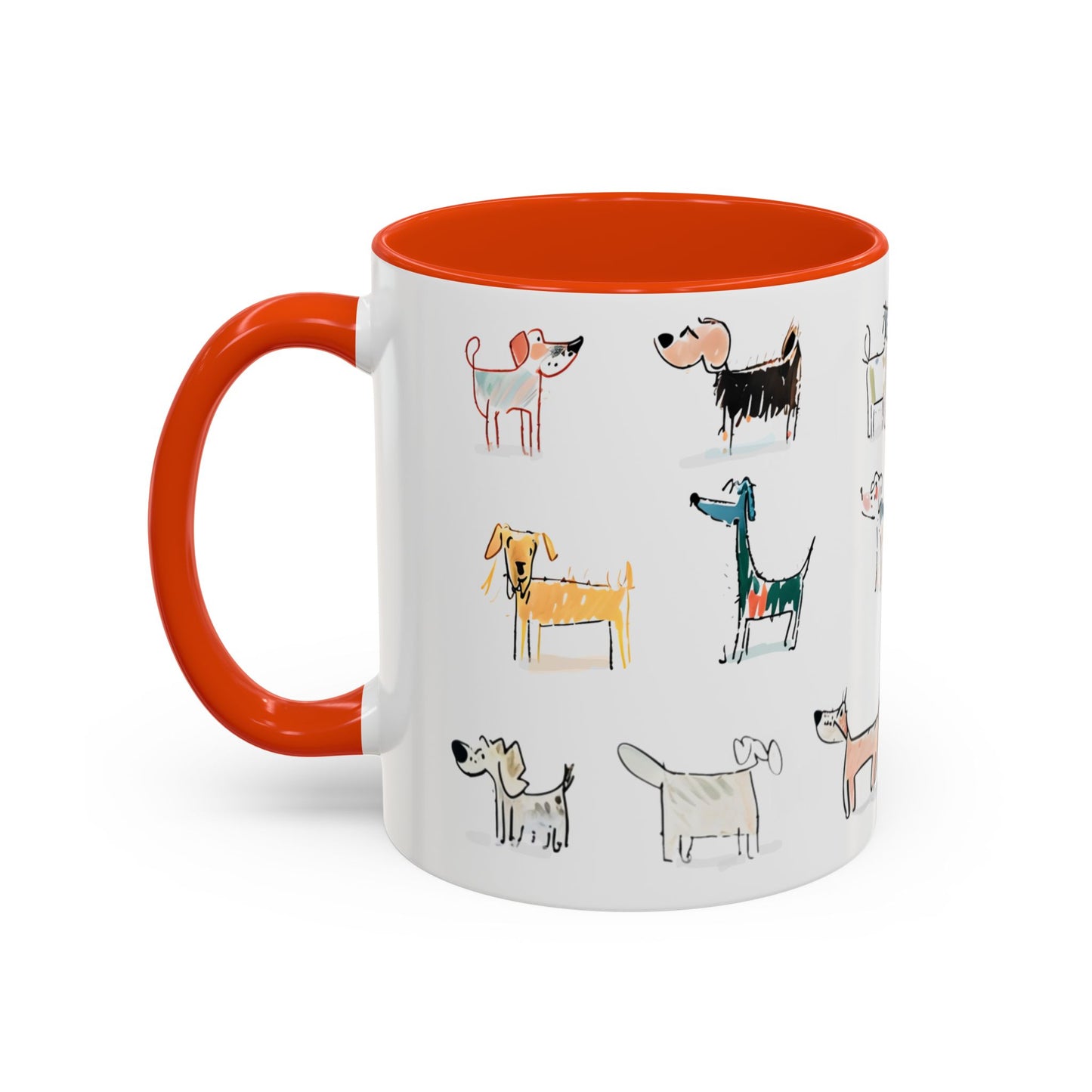 Colorful Doodle Dog-Themed Mugs, Cute Animal Mug, Pet Lover Gift, Coffee Cup, Dog Parent Present