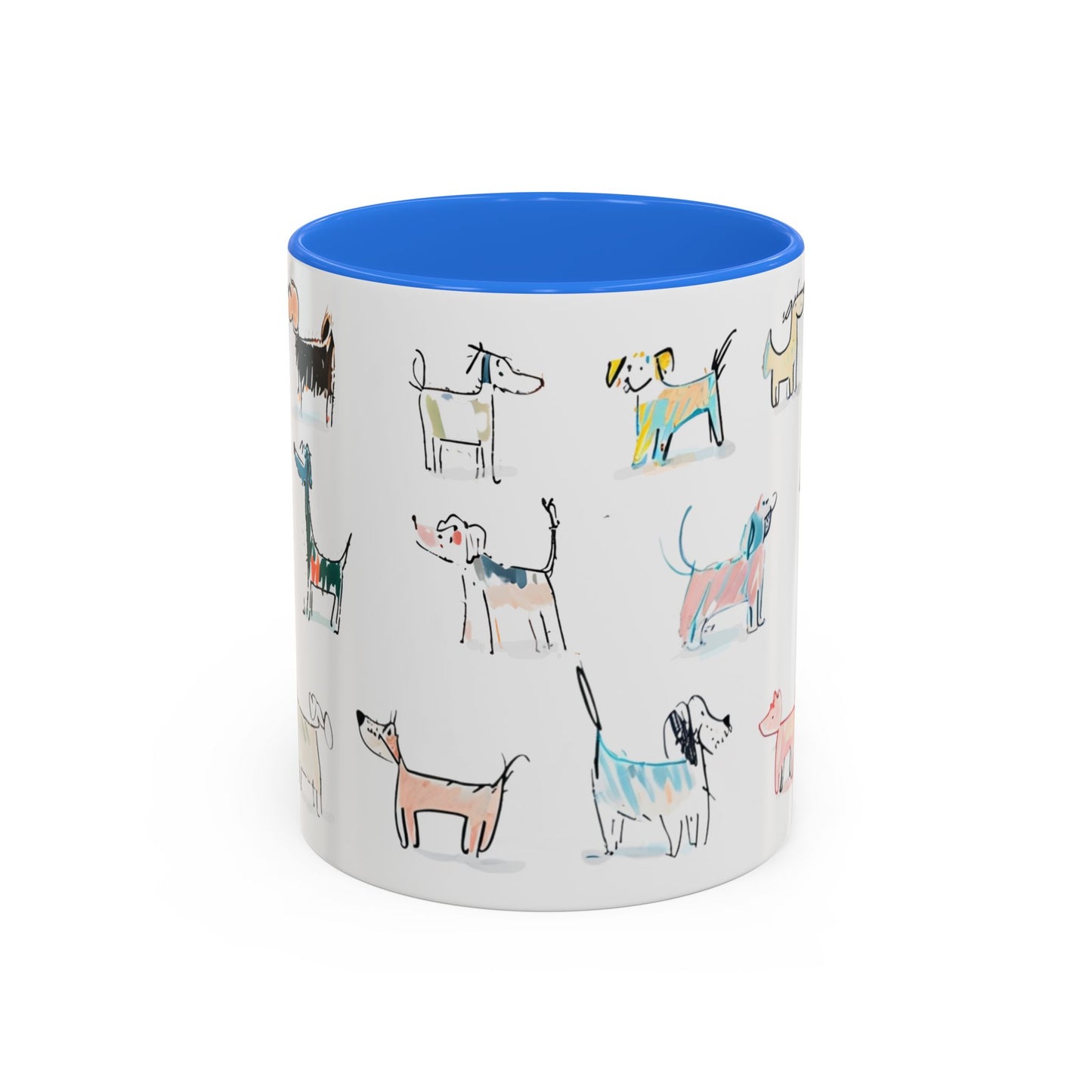 Colorful Doodle Dog-Themed Mugs, Cute Animal Mug, Pet Lover Gift, Coffee Cup, Dog Parent Present