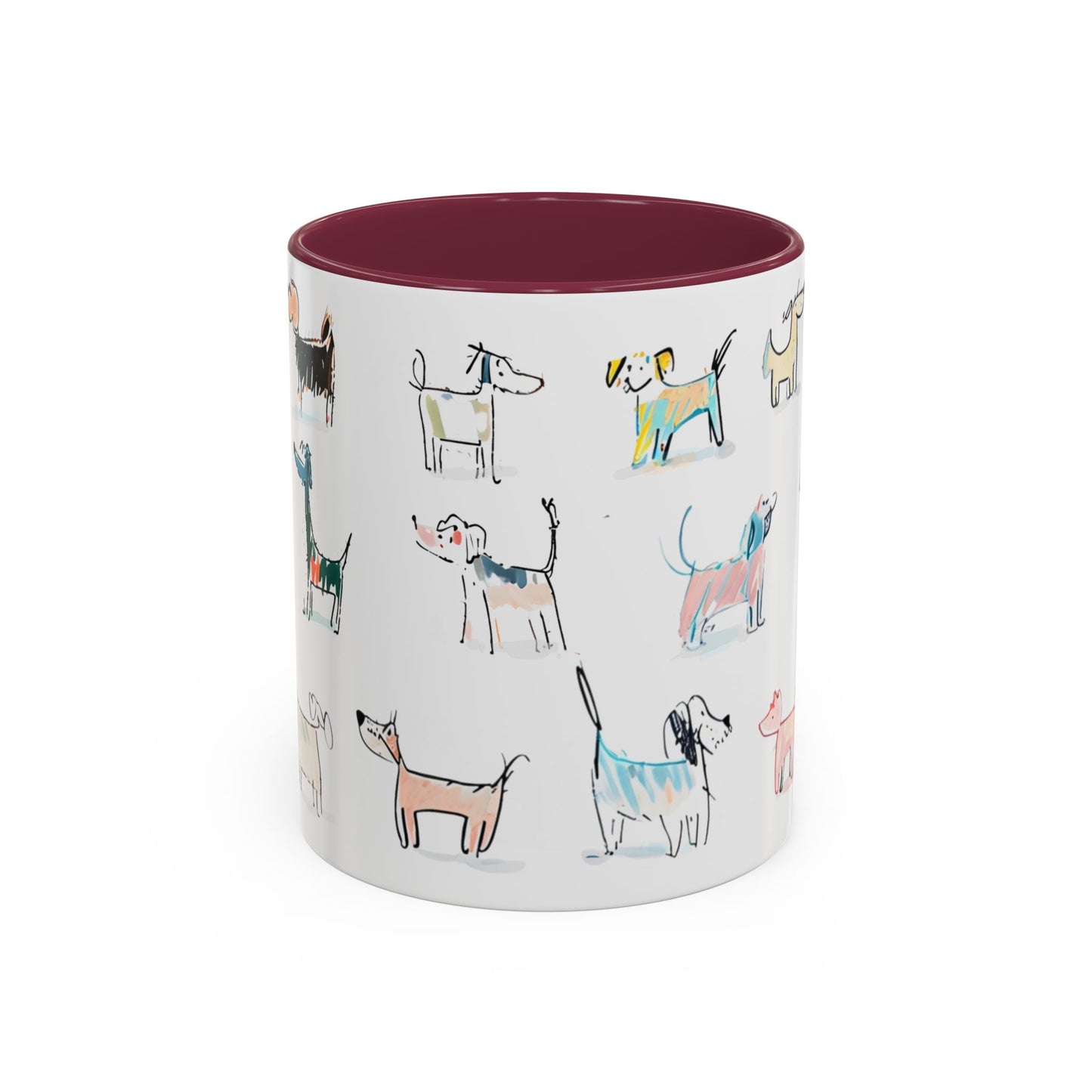 Colorful Doodle Dog-Themed Mugs, Cute Animal Mug, Pet Lover Gift, Coffee Cup, Dog Parent Present