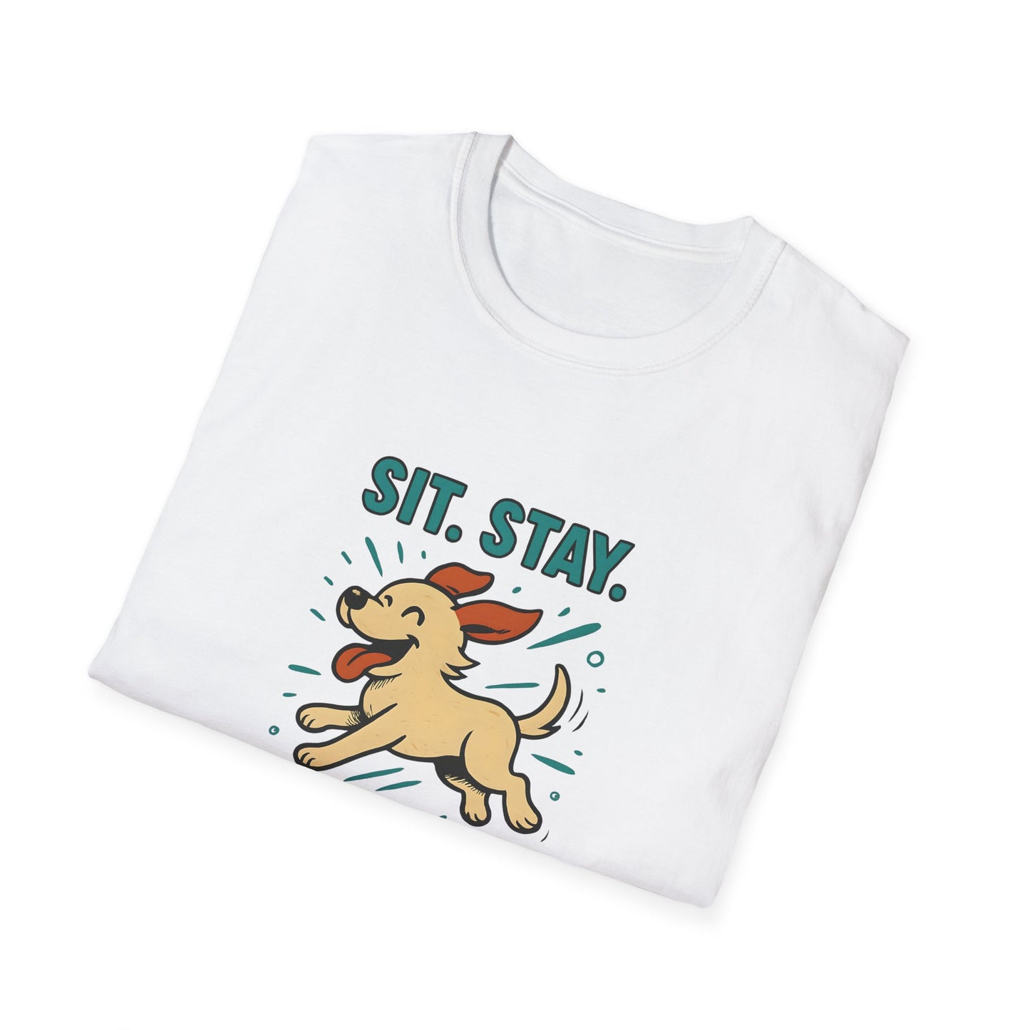 Sit. Stay. Zoom Green and Tan Design. Unisex Softstyle T-Shirt