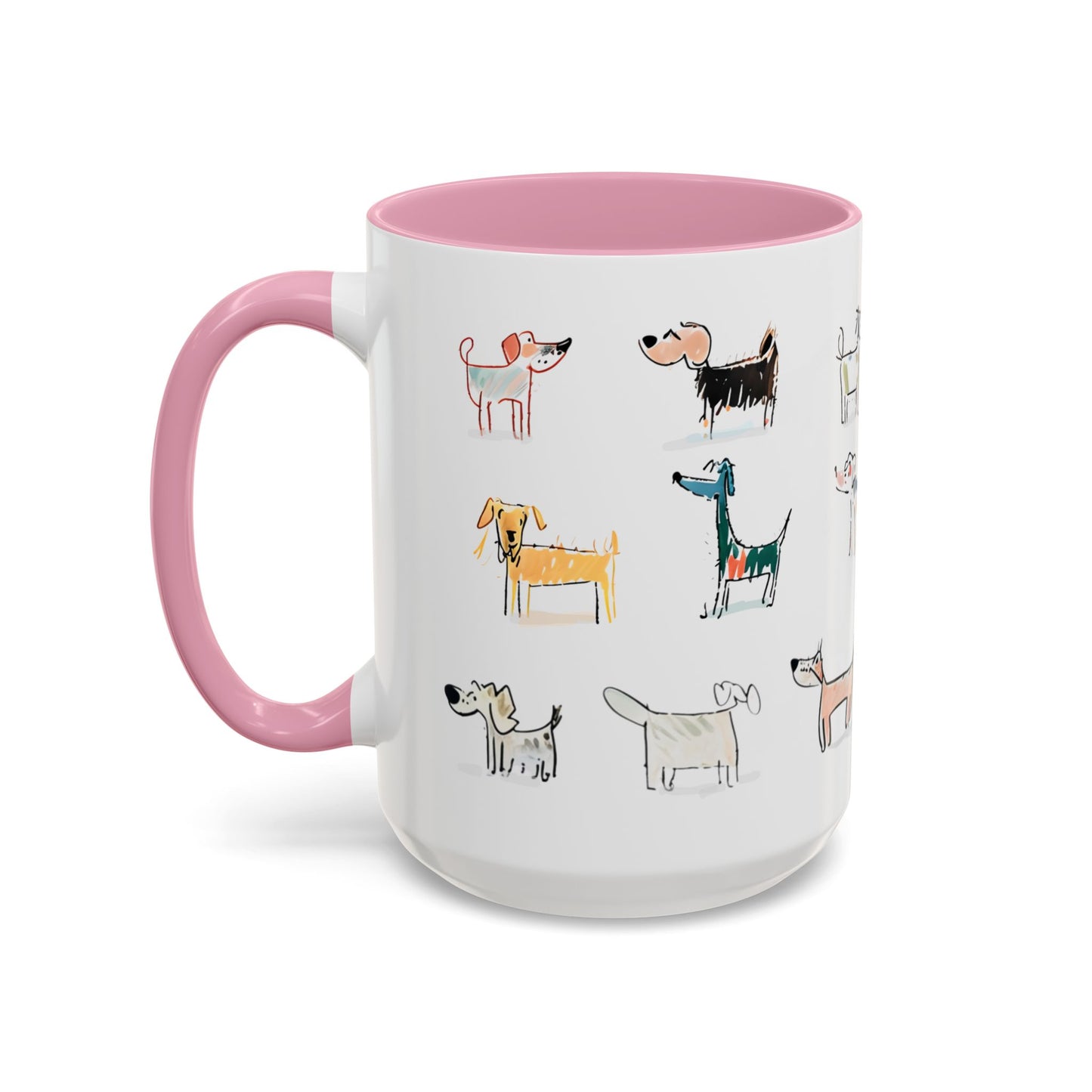 Colorful Doodle Dog-Themed Mugs, Cute Animal Mug, Pet Lover Gift, Coffee Cup, Dog Parent Present