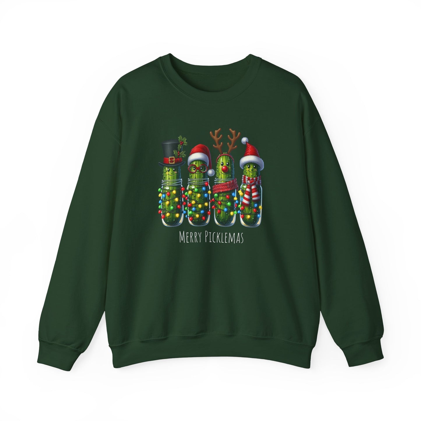 Pickle-Themed Sweatshirt: Merry Picklemas Crewneck for Holiday Cheer, Funny Gift for Pickle Lovers, Christmas Apparel