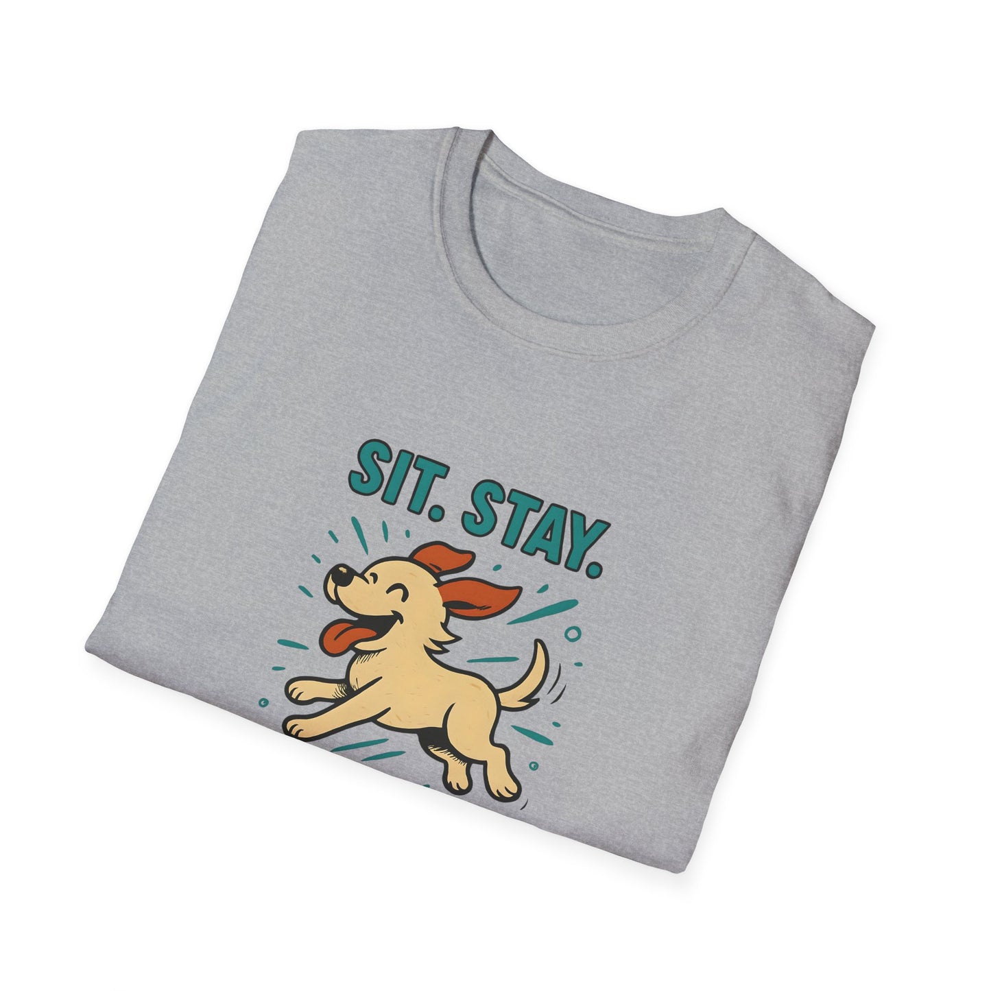 Sit. Stay. Zoom Green and Tan Design. Unisex Softstyle T-Shirt