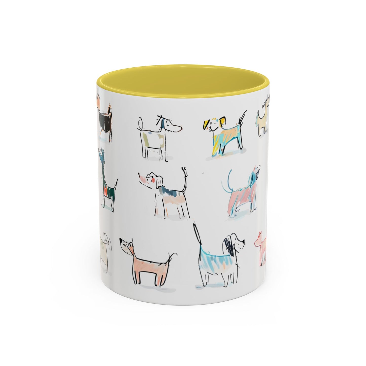 Colorful Doodle Dog-Themed Mugs, Cute Animal Mug, Pet Lover Gift, Coffee Cup, Dog Parent Present