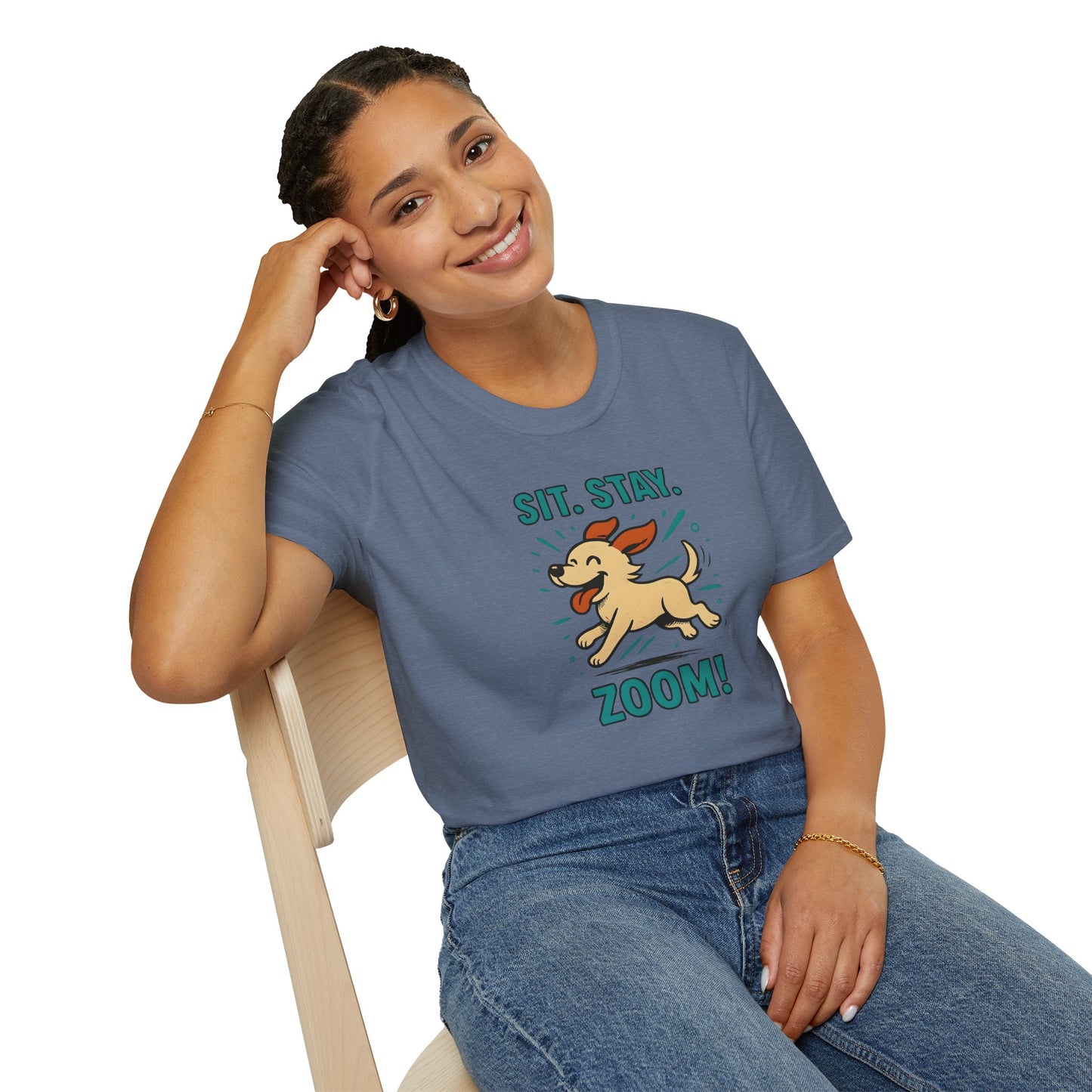 Sit. Stay. Zoom. Playful Doodle Dog Lover T-Shirt, Pet Gift, Funny Tee for Dog Owners, Gift for Moms