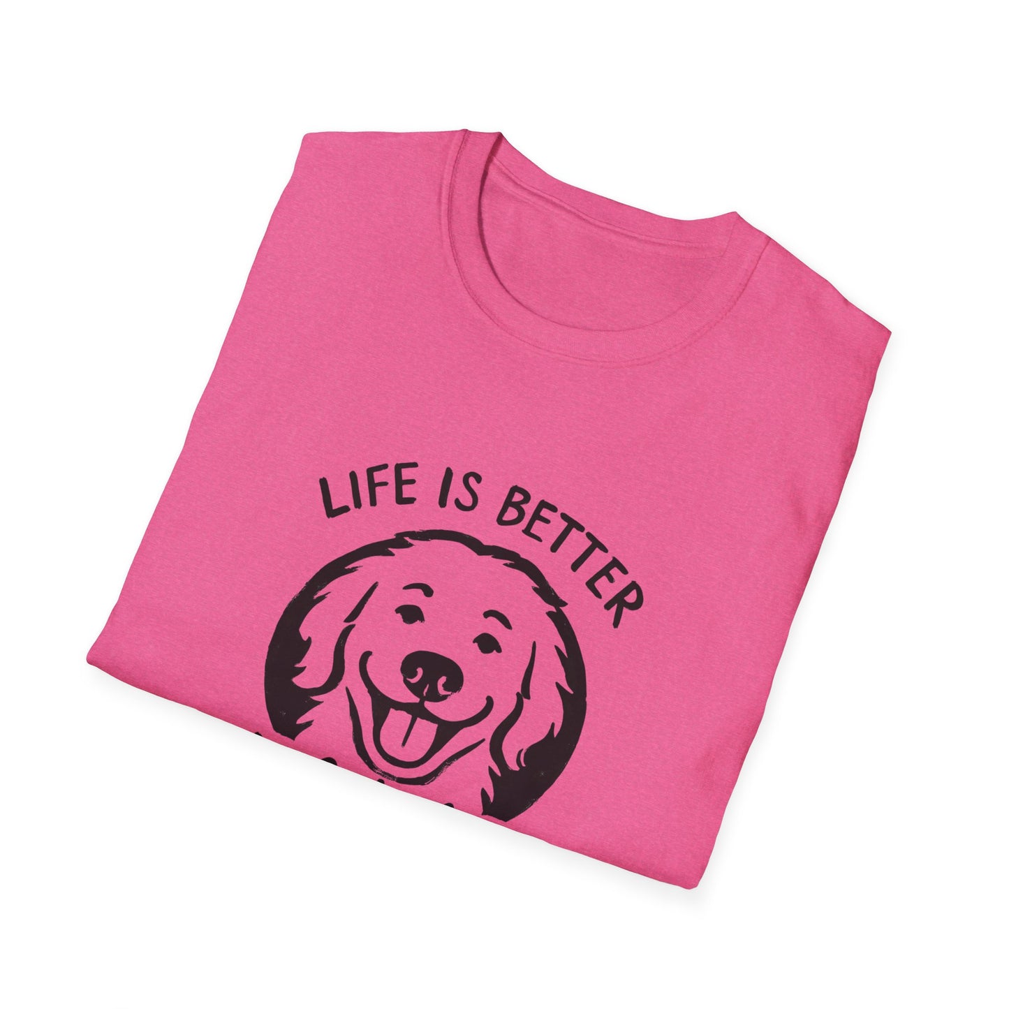 Unisex Softstyle T-Shirt, Life is Better with a Doodle, Funny Dog Shirt, Goldendoodle Tee