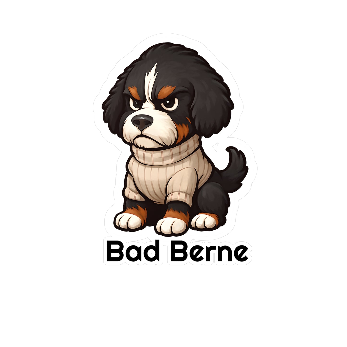 Bad Berne - Bernedoodle Sticker, Cute Dog Kiss-Cut Vinyl Decals | Pet Lover Stickers, Laptop Decals, Gift for Dog Owners