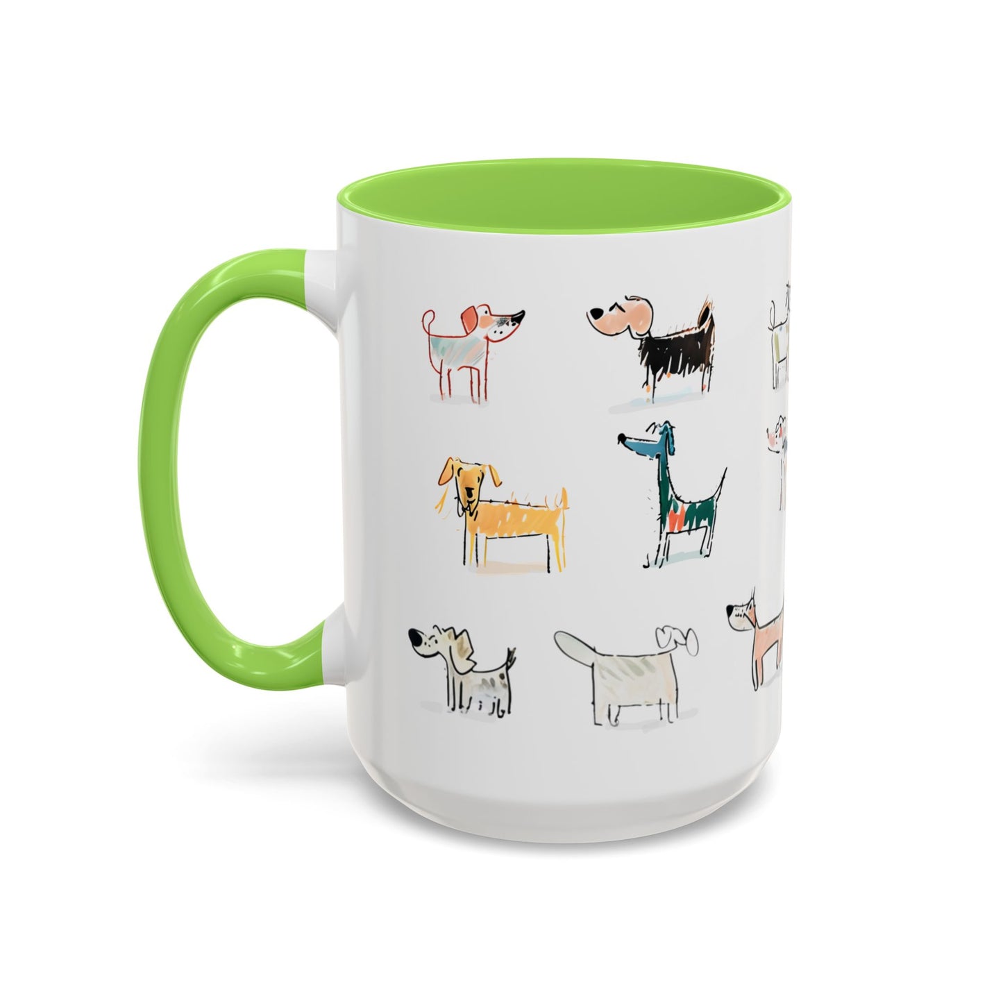 Colorful Doodle Dog-Themed Mugs, Cute Animal Mug, Pet Lover Gift, Coffee Cup, Dog Parent Present