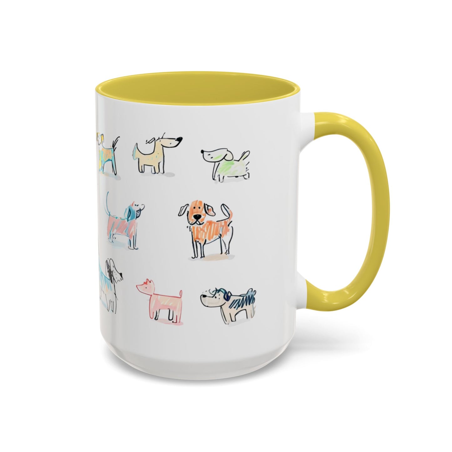 Colorful Doodle Dog-Themed Mugs, Cute Animal Mug, Pet Lover Gift, Coffee Cup, Dog Parent Present