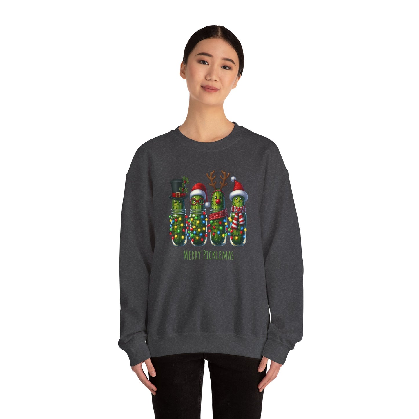 Pickle-Themed Sweatshirt: Merry Picklemas Crewneck for Holiday Cheer, Funny Gift for Pickle Lovers, Christmas Apparel