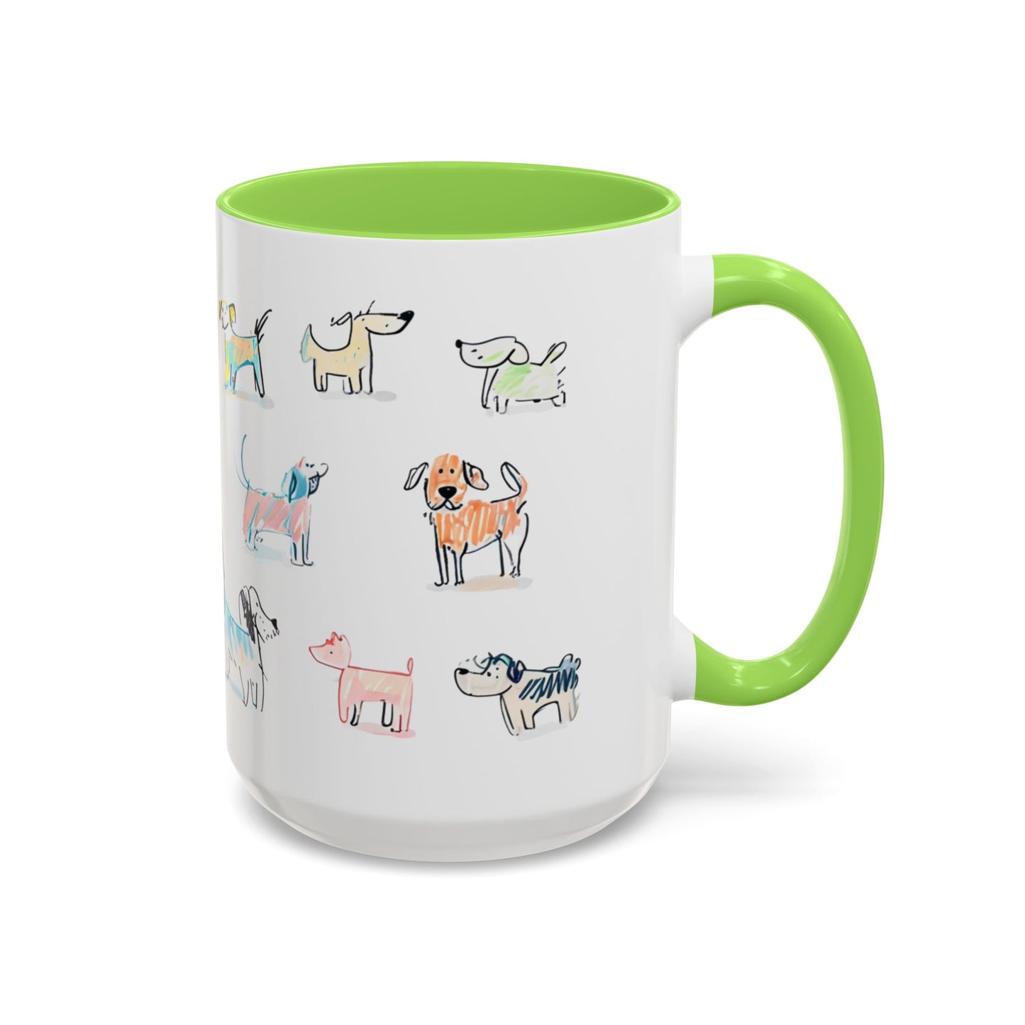 Colorful Doodle Dog-Themed Mugs, Cute Animal Mug, Pet Lover Gift, Coffee Cup, Dog Parent Present