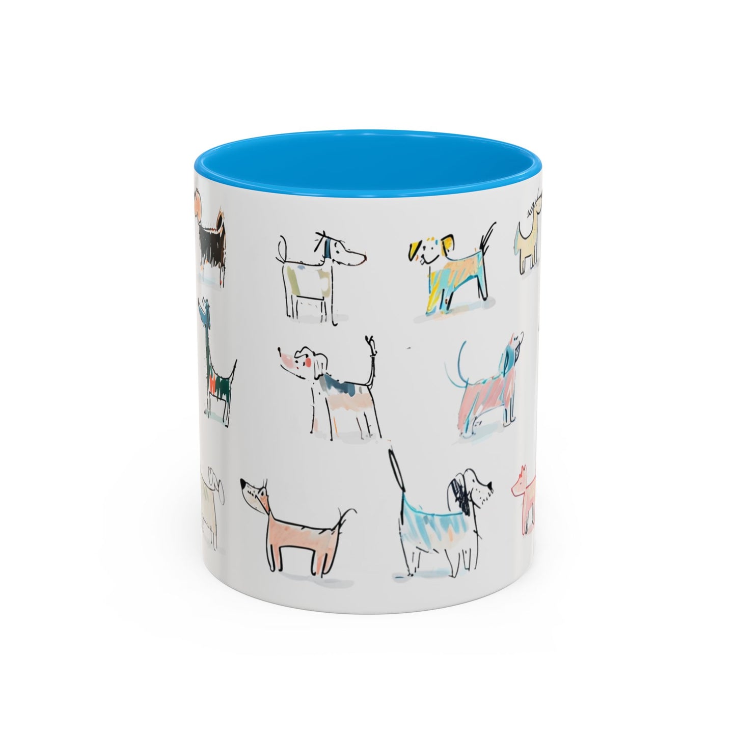 Colorful Doodle Dog-Themed Mugs, Cute Animal Mug, Pet Lover Gift, Coffee Cup, Dog Parent Present