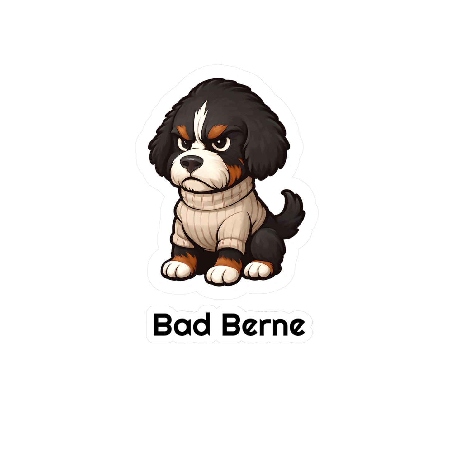 Bad Berne - Bernedoodle Sticker, Cute Dog Kiss-Cut Vinyl Decals | Pet Lover Stickers, Laptop Decals, Gift for Dog Owners