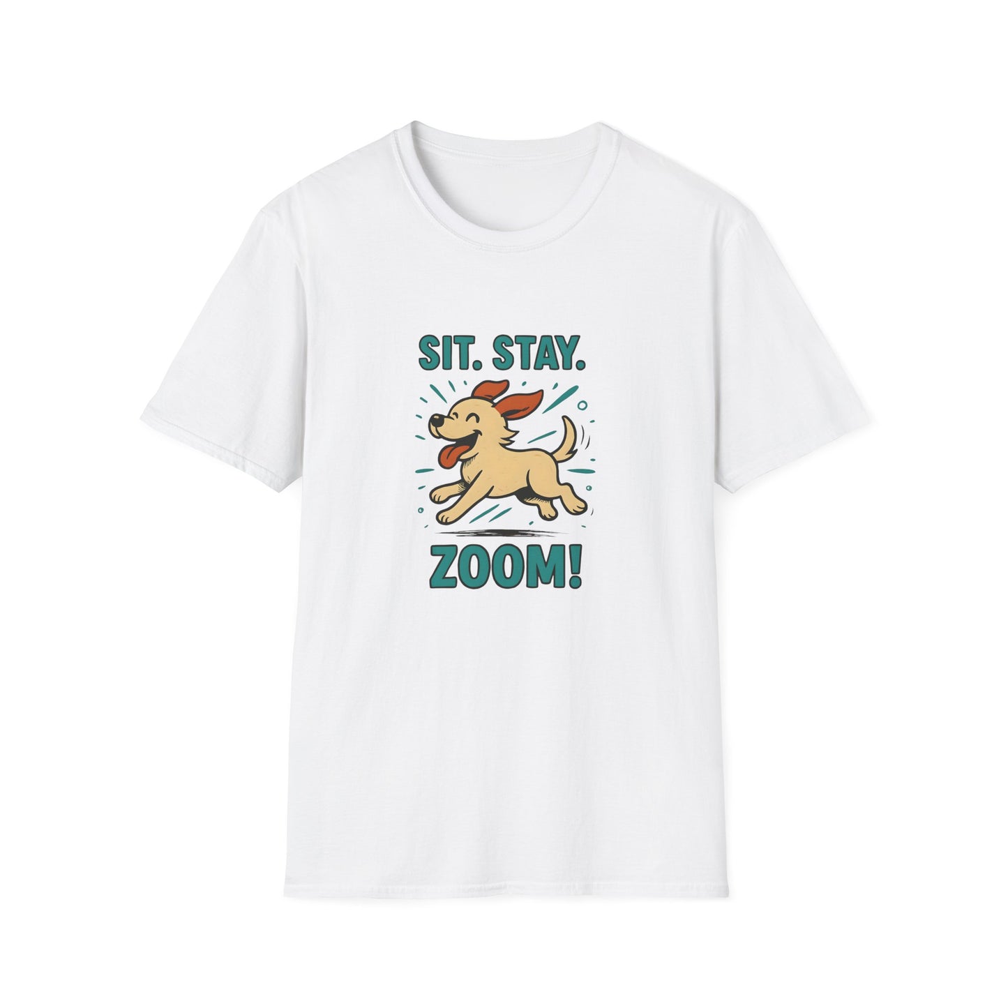 Sit. Stay. Zoom Green and Tan Design. Unisex Softstyle T-Shirt