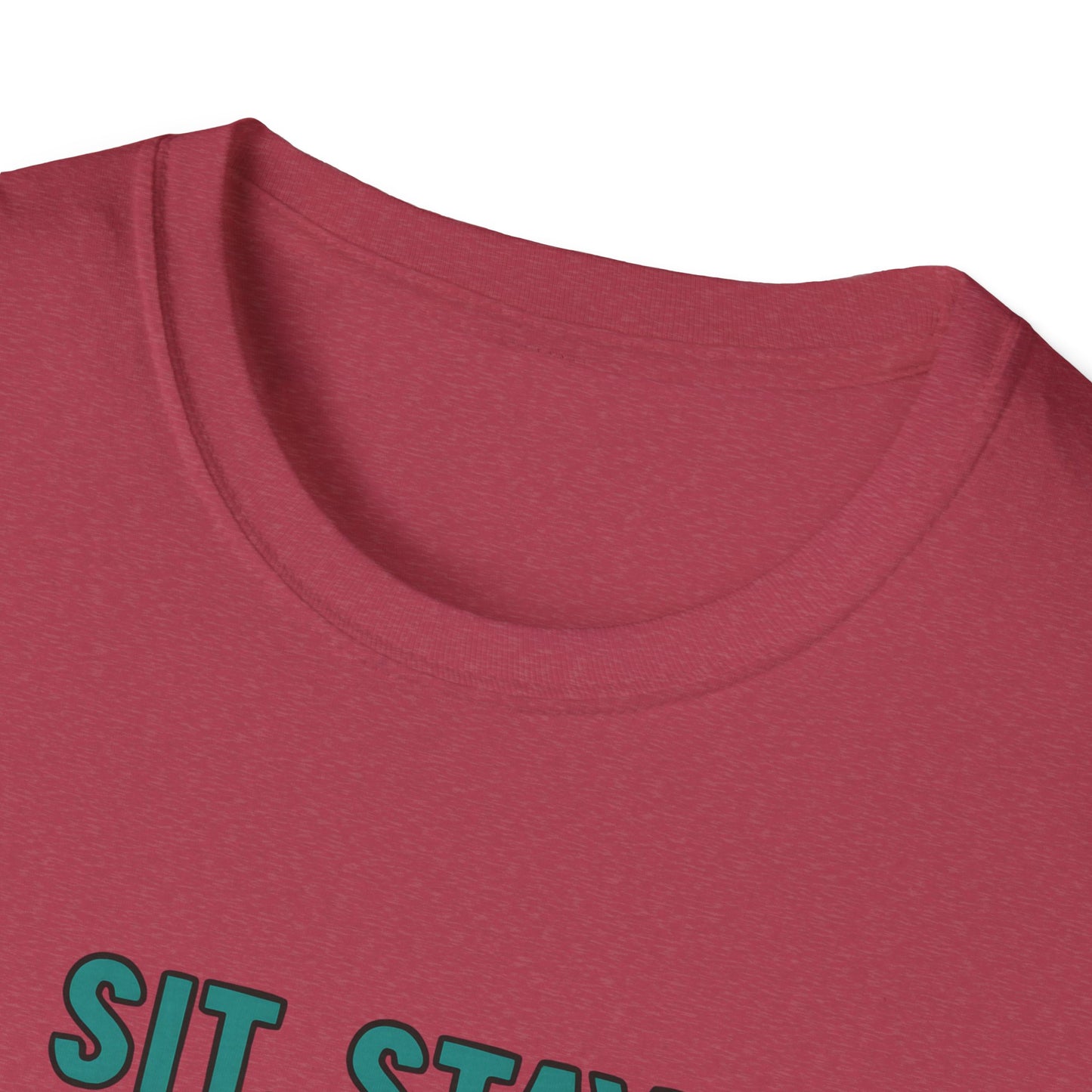 Sit. Stay. Zoom Green and Tan Design. Unisex Softstyle T-Shirt