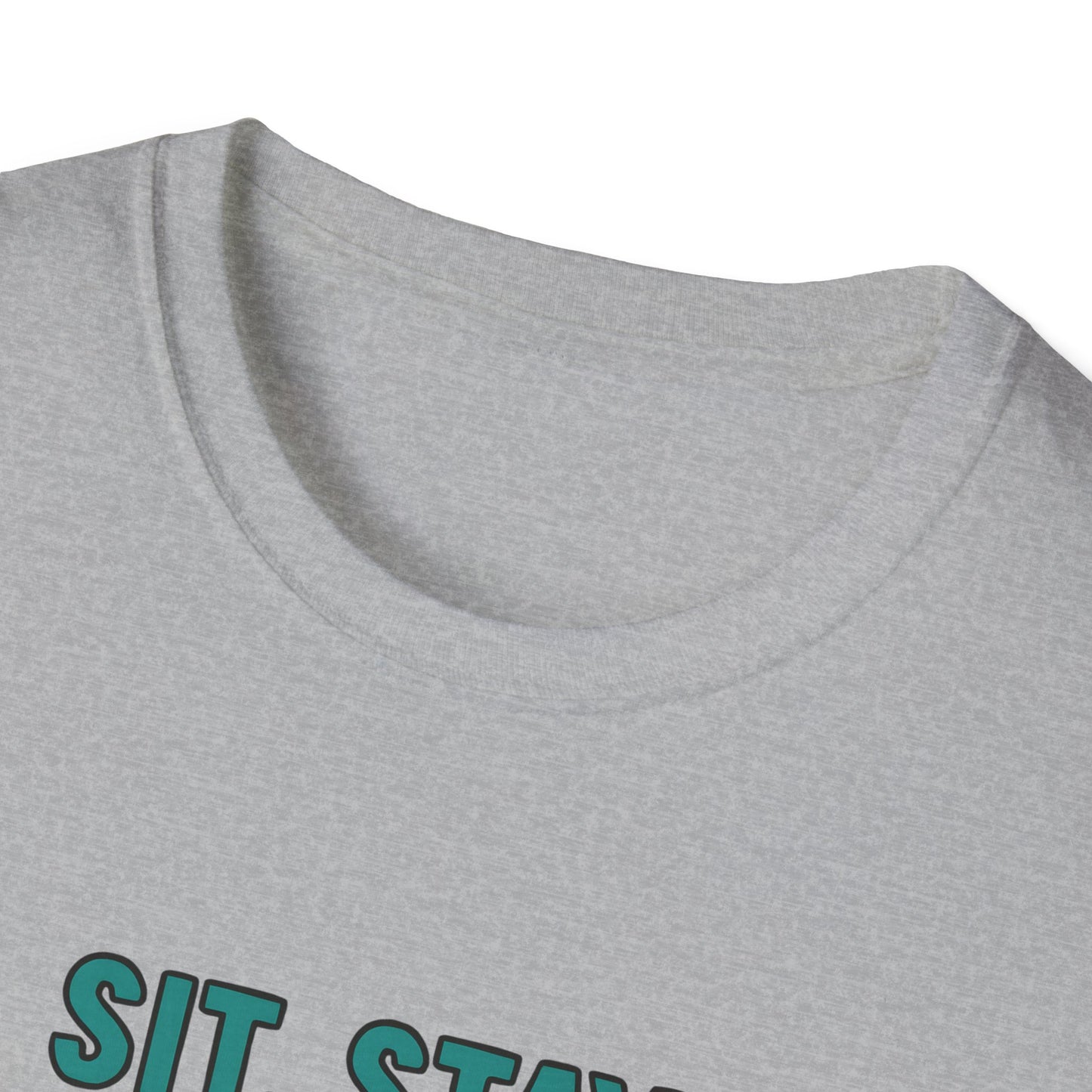 Sit. Stay. Zoom Green and Tan Design. Unisex Softstyle T-Shirt