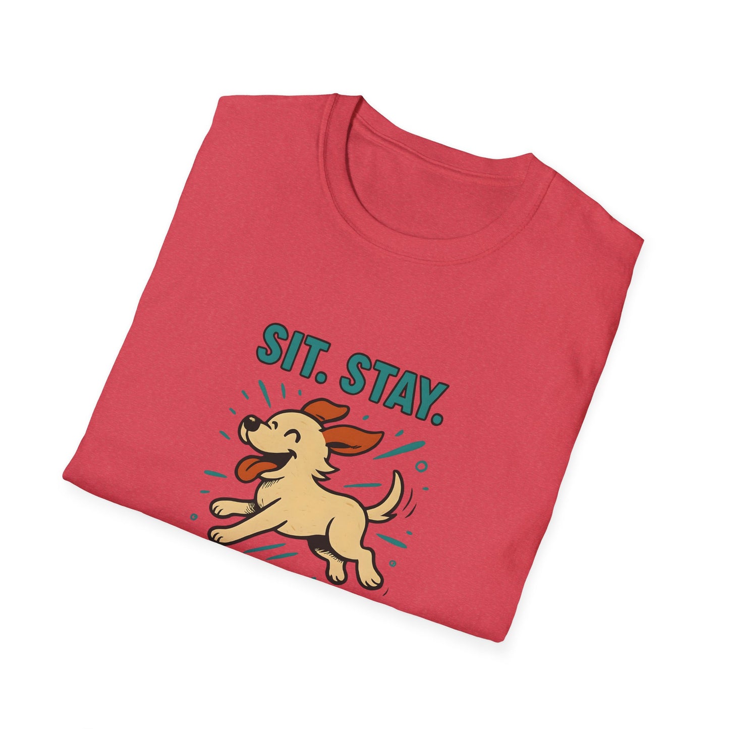 Sit. Stay. Zoom Green and Tan Design. Unisex Softstyle T-Shirt