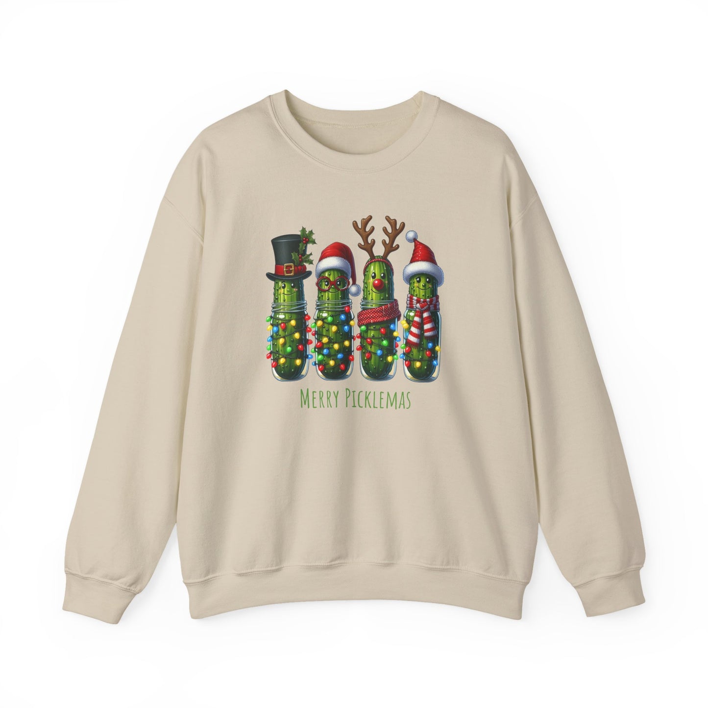 Pickle-Themed Sweatshirt: Merry Picklemas Crewneck for Holiday Cheer, Funny Gift for Pickle Lovers, Christmas Apparel