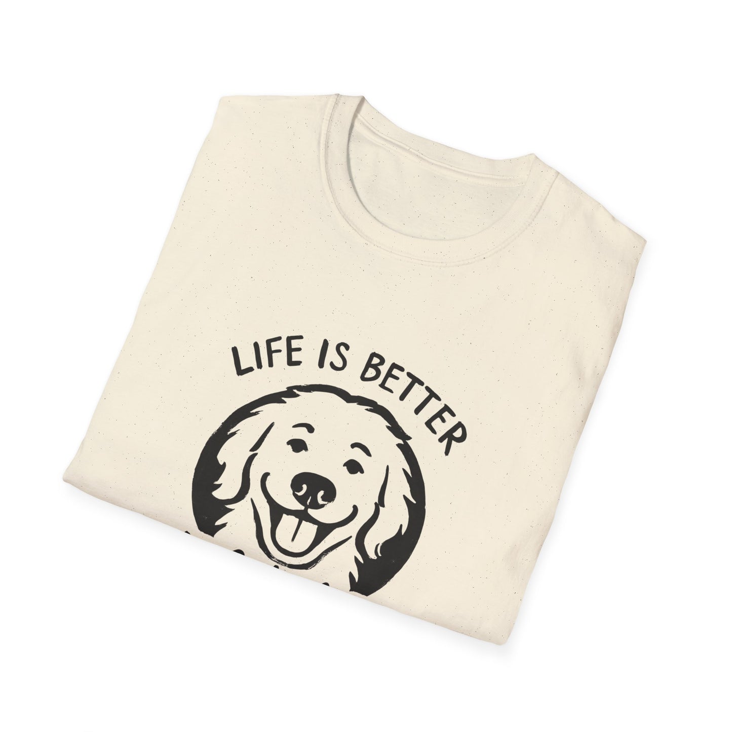 Unisex Softstyle T-Shirt, Life is Better with a Doodle, Funny Dog Shirt, Goldendoodle Tee