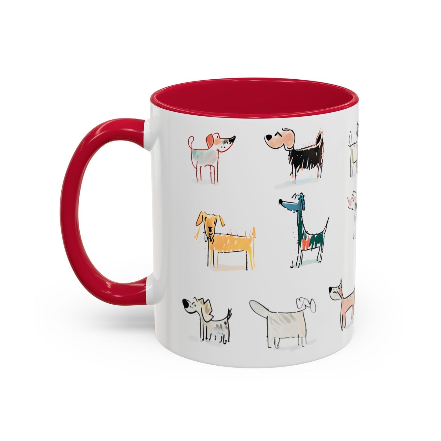 Colorful Doodle Dog-Themed Mugs, Cute Animal Mug, Pet Lover Gift, Coffee Cup, Dog Parent Present