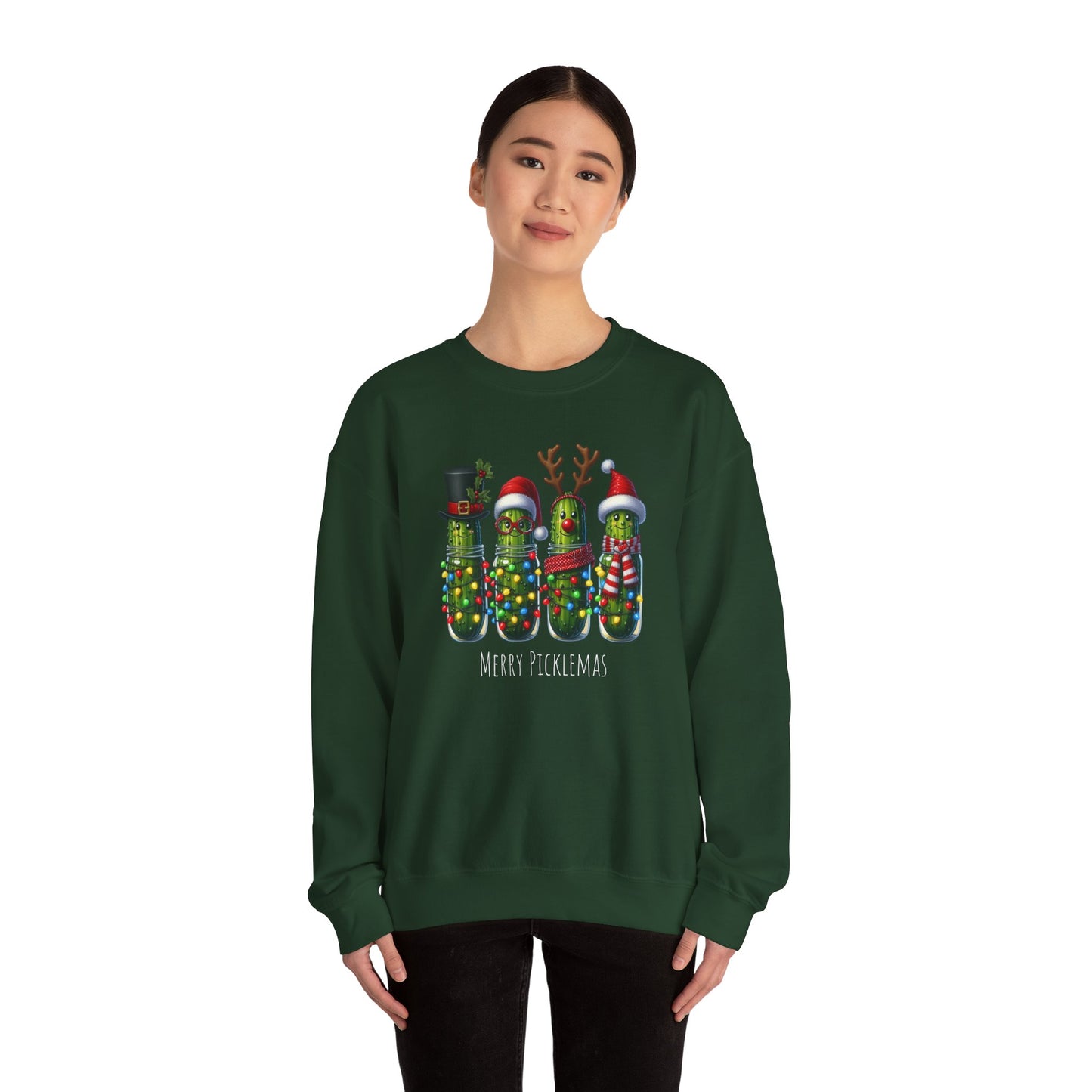 Pickle-Themed Sweatshirt: Merry Picklemas Crewneck for Holiday Cheer, Funny Gift for Pickle Lovers, Christmas Apparel