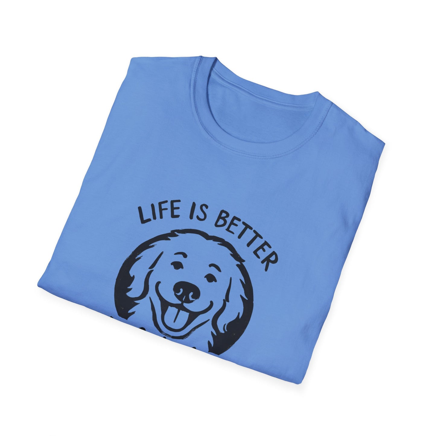 Unisex Softstyle T-Shirt, Life is Better with a Doodle, Funny Dog Shirt, Goldendoodle Tee