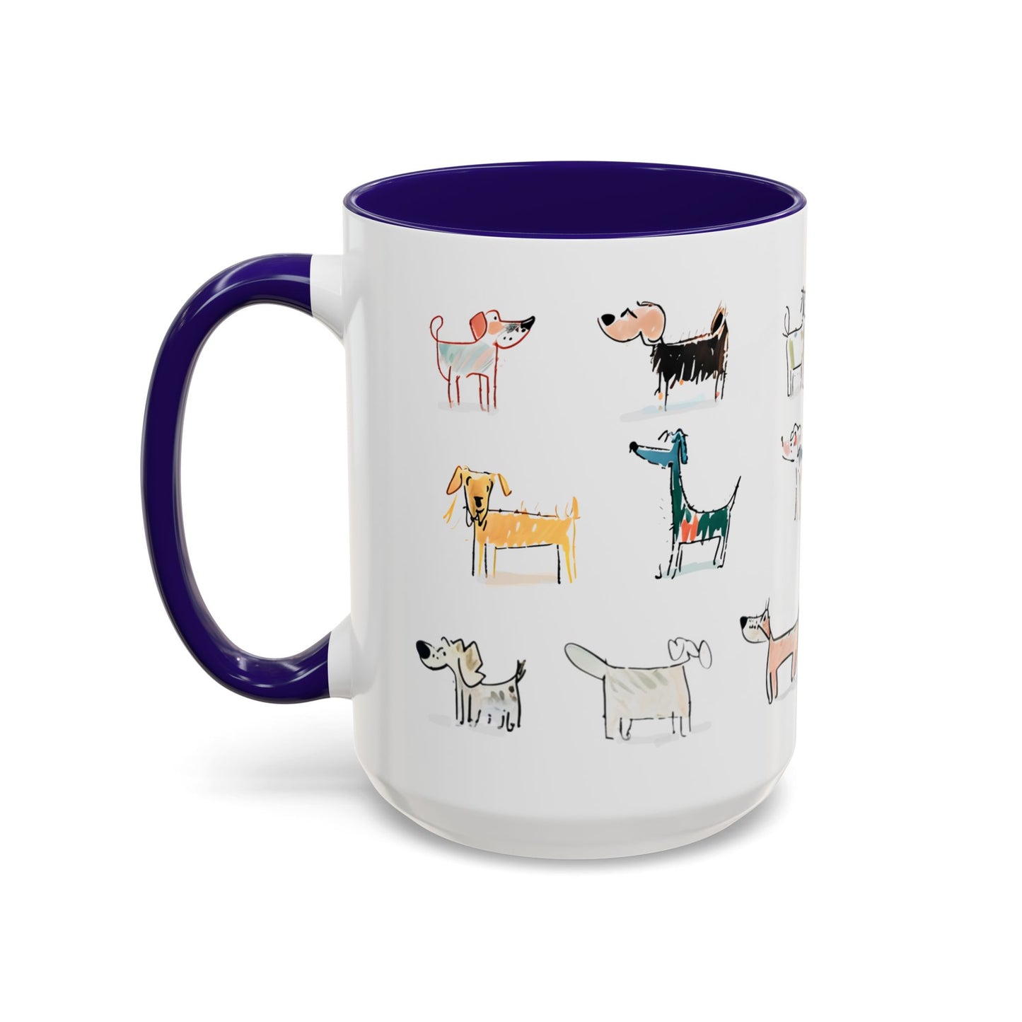 Colorful Doodle Dog-Themed Mugs, Cute Animal Mug, Pet Lover Gift, Coffee Cup, Dog Parent Present