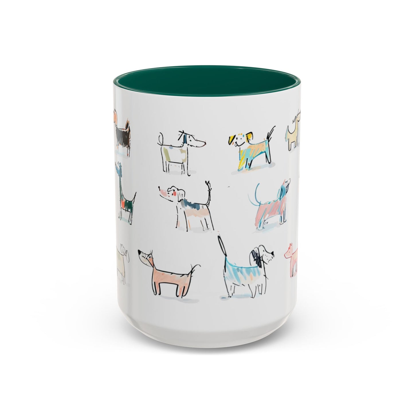Colorful Doodle Dog-Themed Mugs, Cute Animal Mug, Pet Lover Gift, Coffee Cup, Dog Parent Present