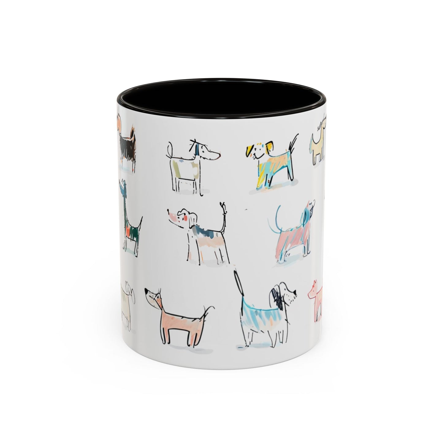 Colorful Doodle Dog-Themed Mugs, Cute Animal Mug, Pet Lover Gift, Coffee Cup, Dog Parent Present